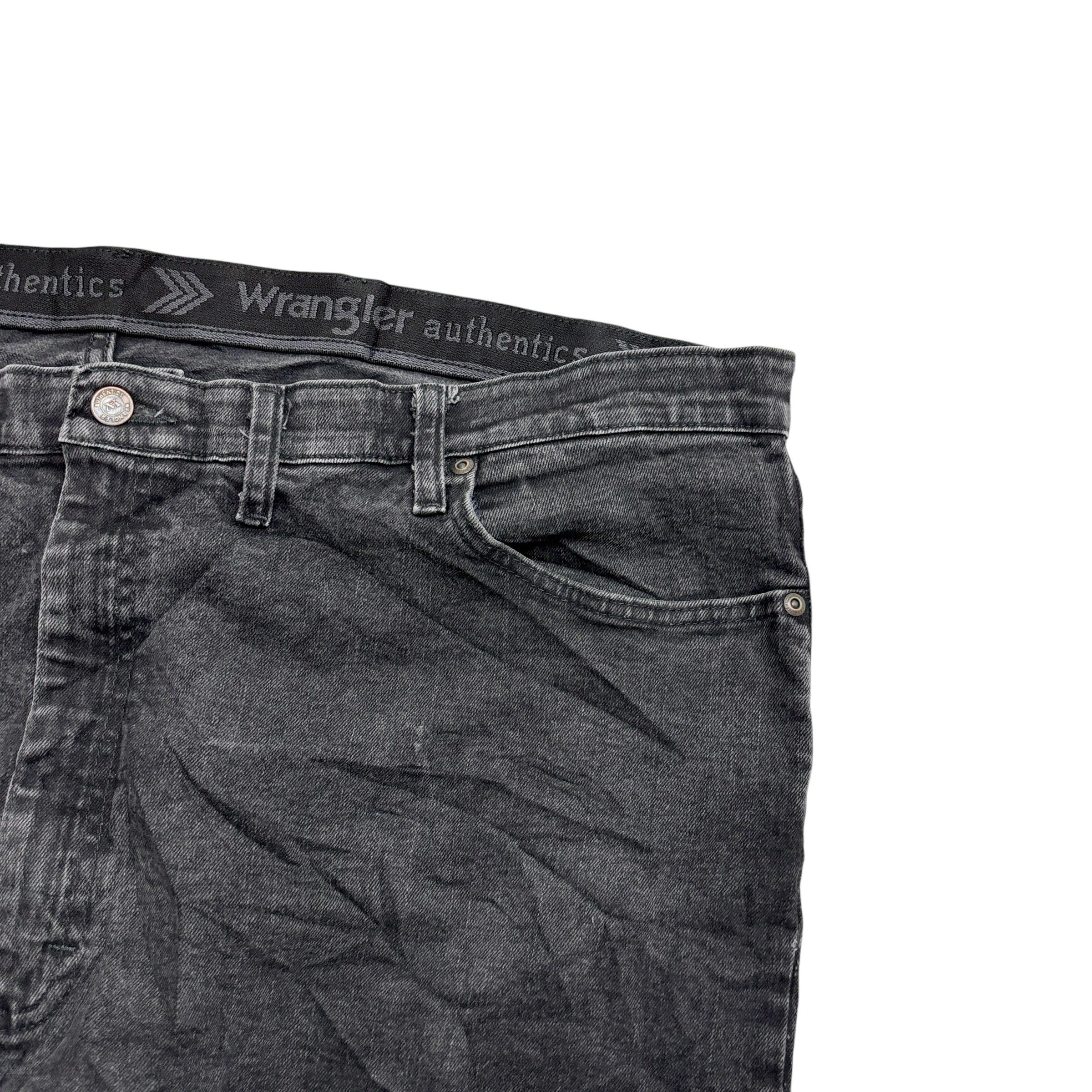 Wrangler Jeans W48 L30 Mens Black Regular Straight Fit Stretch Denim