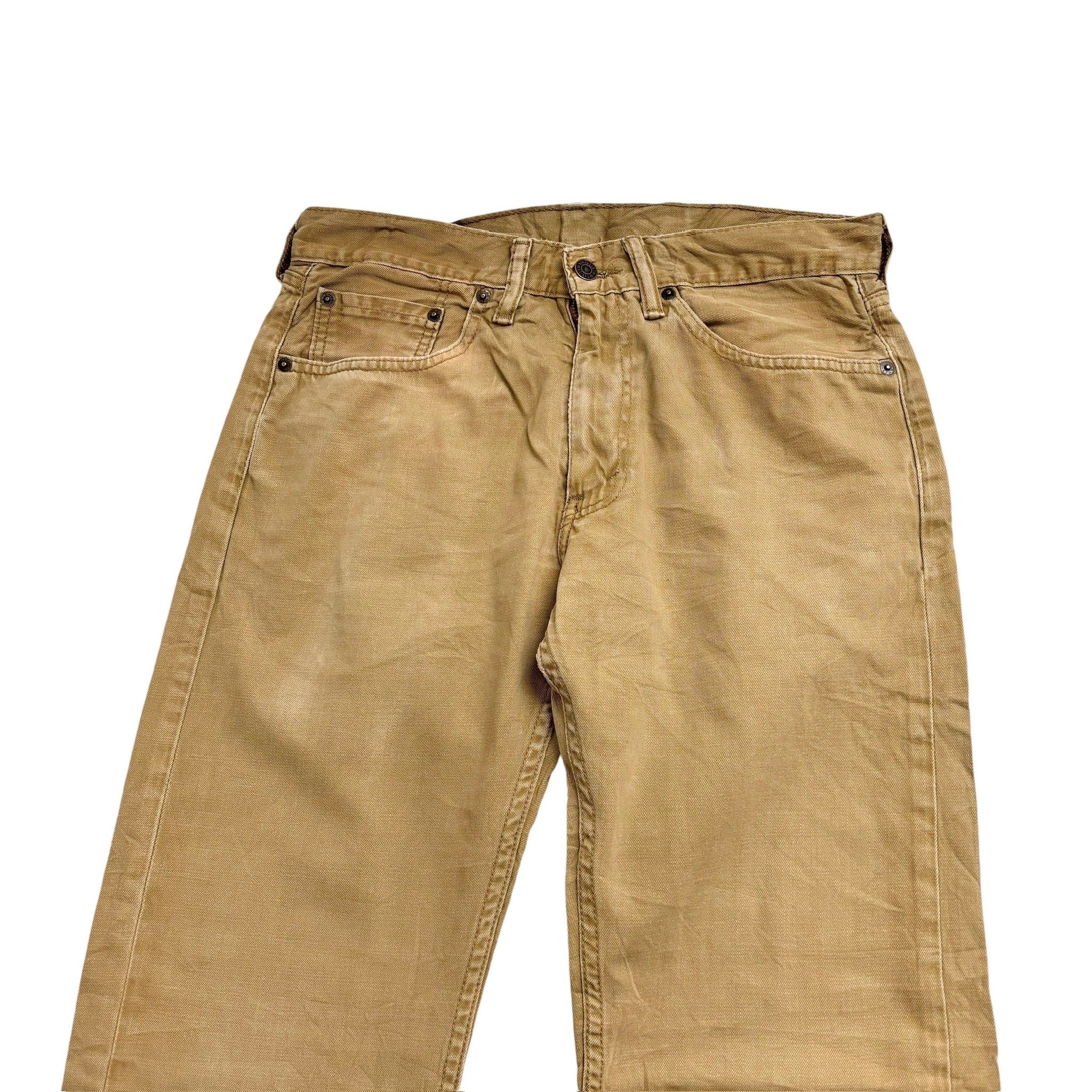 Levis 505 Trousers W31 L32 Mens Beige Tan Regular Straight Fit Cotton Pants