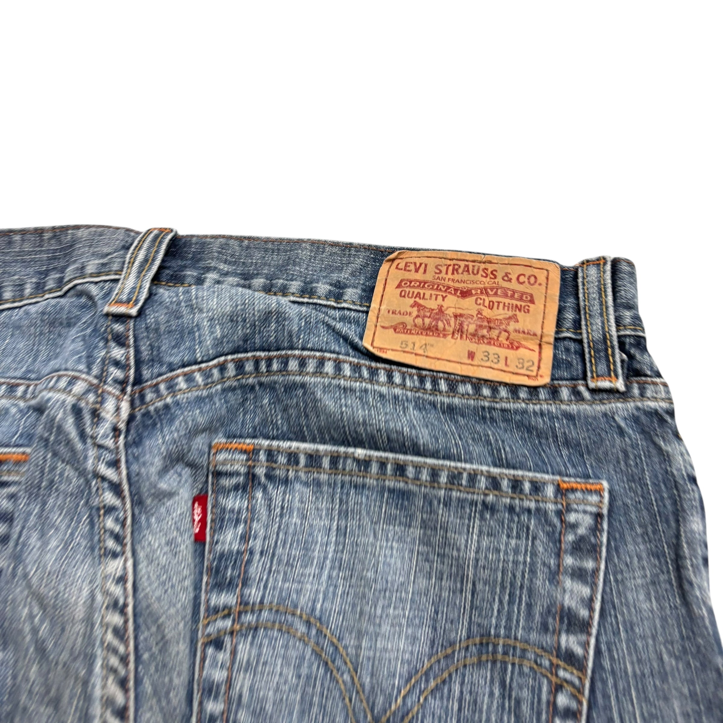 Levis 514 Jeans W33 L32 Mens Mid Blue Regular Straight Fit Vintage Denim