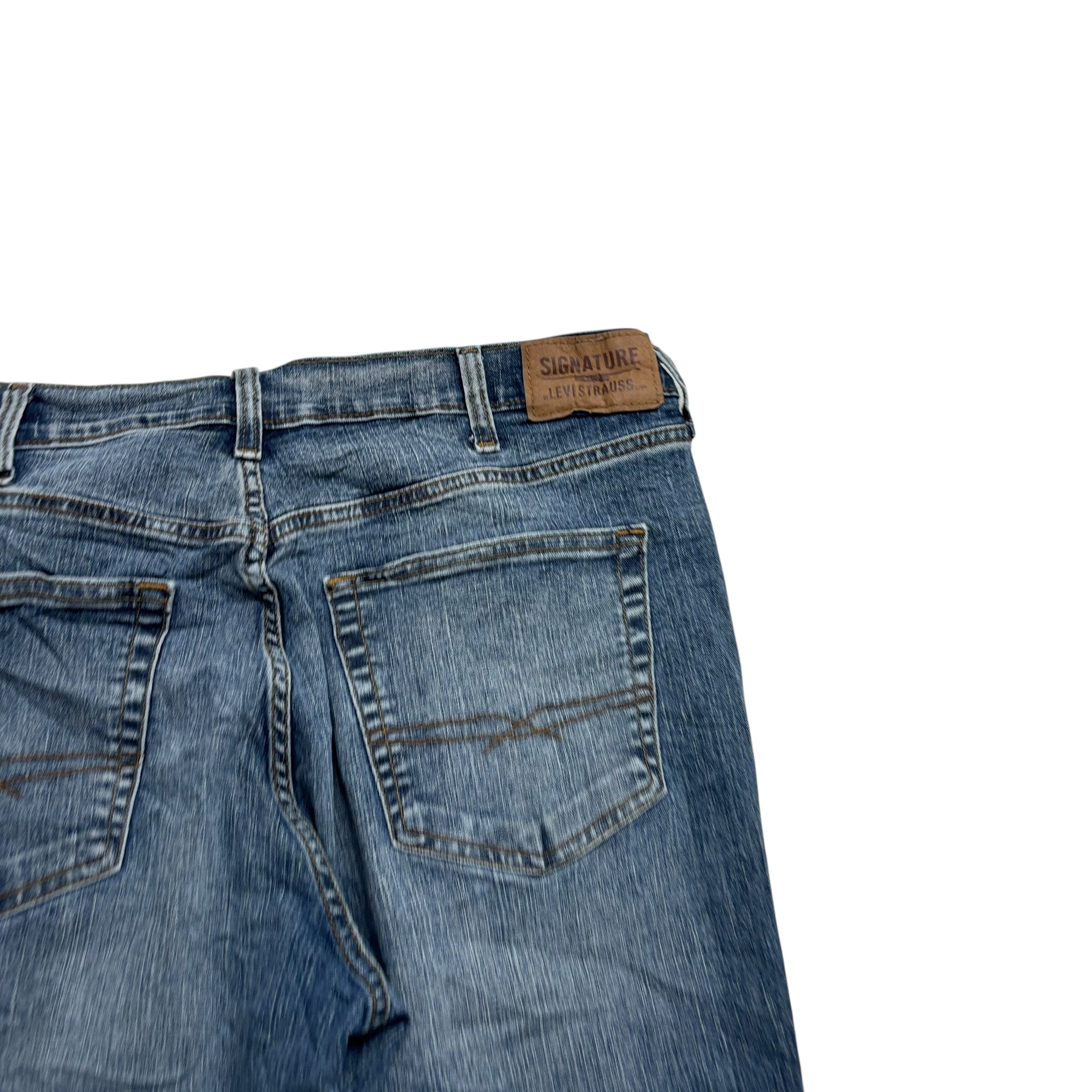 Levis Signature Jeans W38 L30 Mens Mid Blue Athletic Tapered Stretch Denim (E)