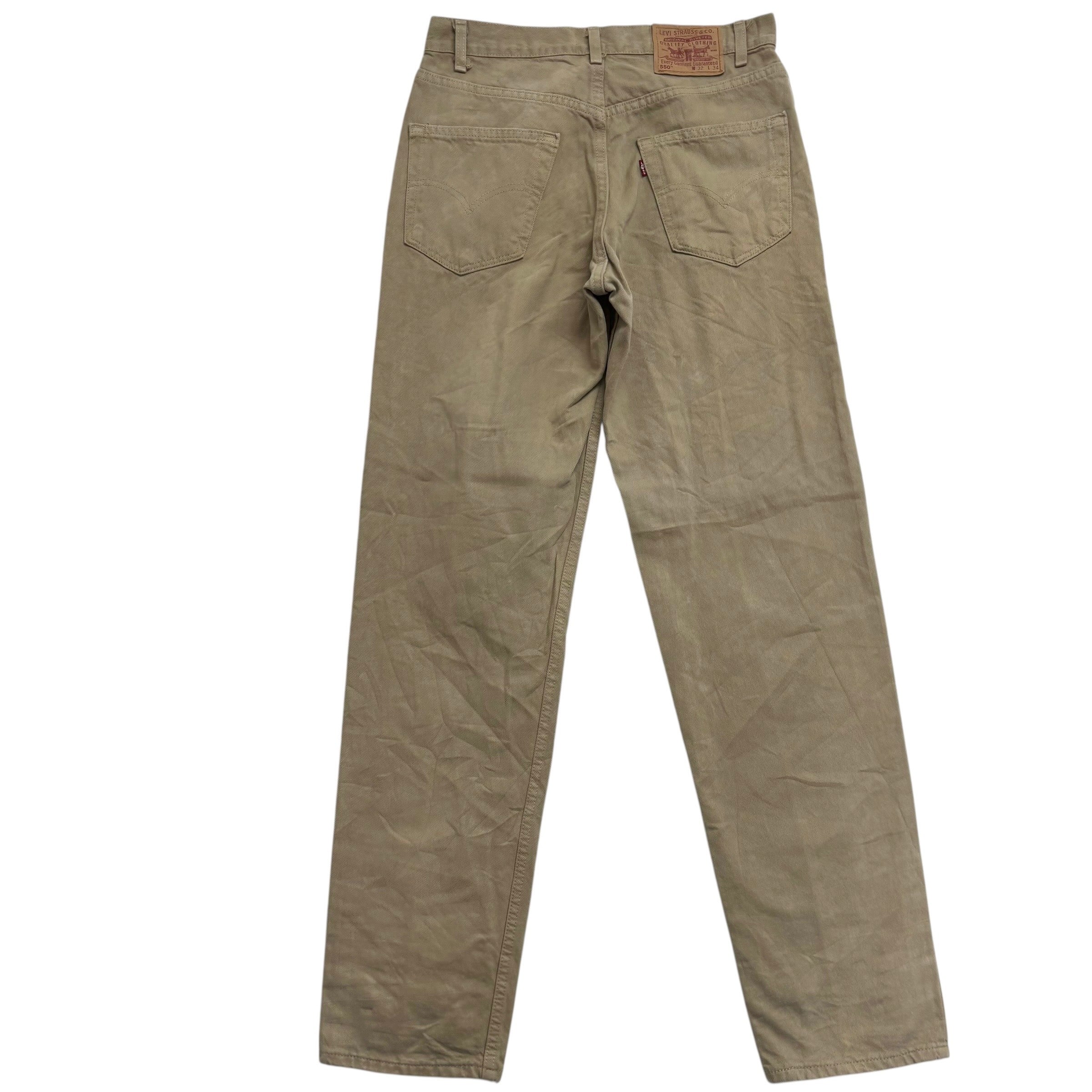 Levis 550 Jeans W32 L35 Mens Beige Relaxed Tapered Vintage Denim (E)