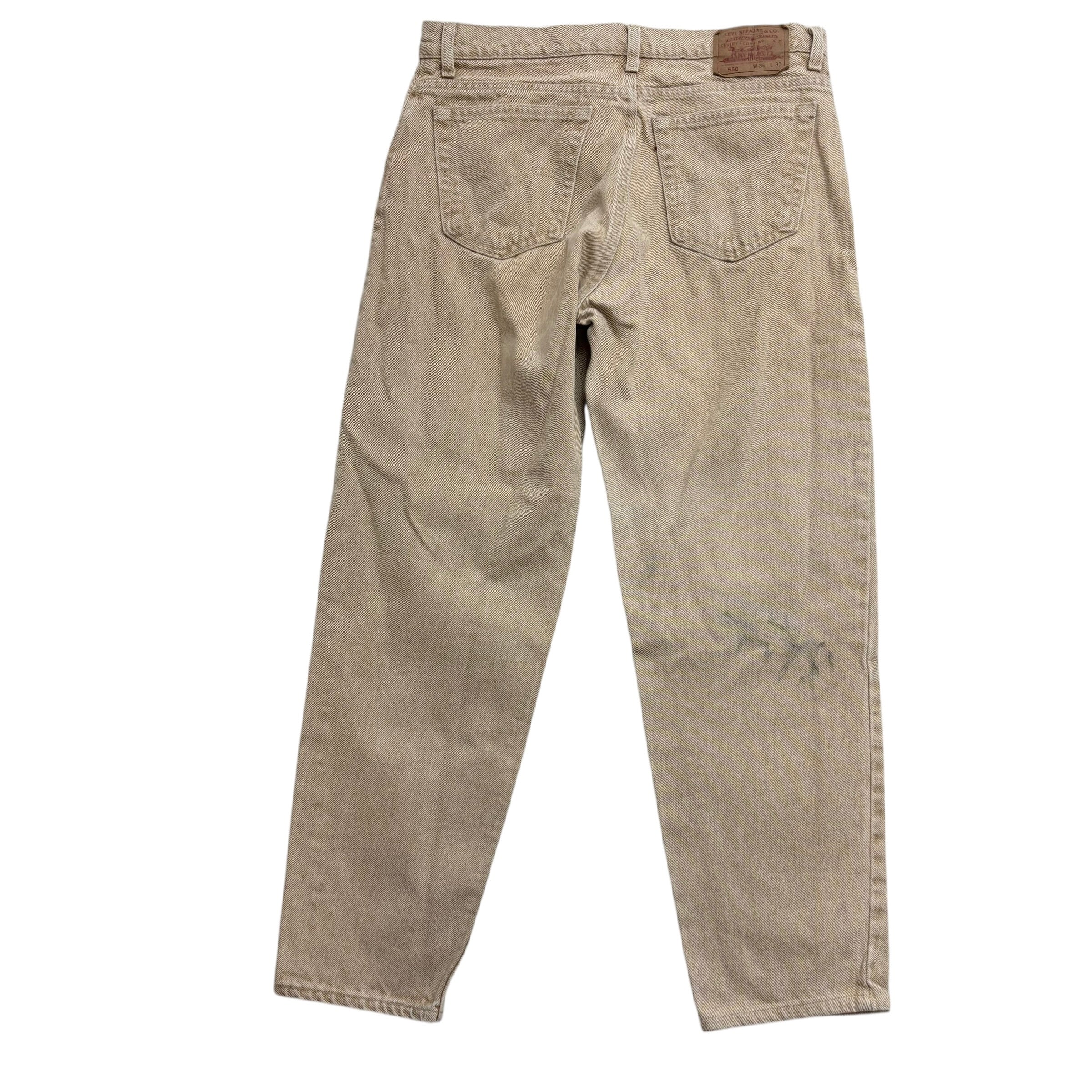 Levis 550 Jeans W34 L29 Mens Beige Relaxed Tapered Vintage Made In USA Denim