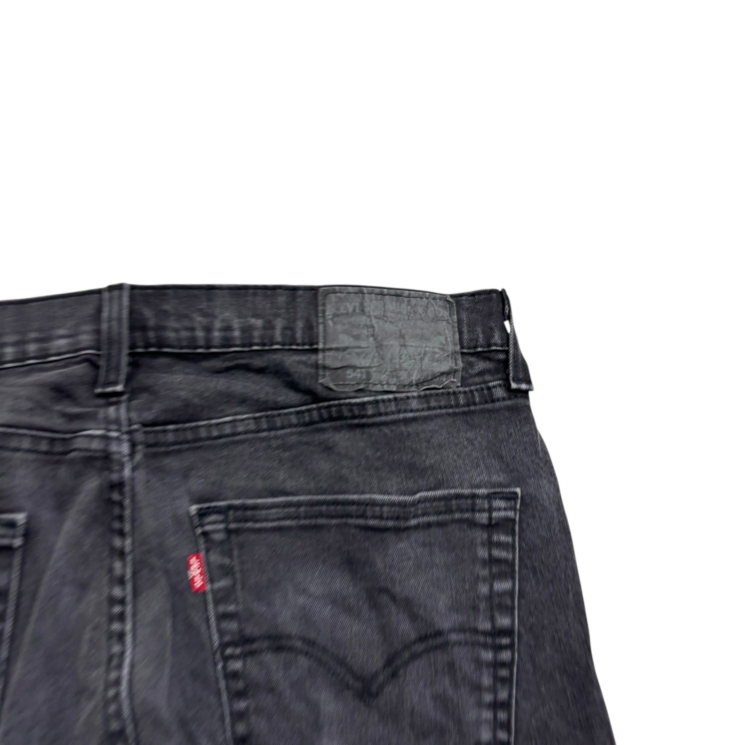 Levis 541 Jeans W34 L33 Mens Black Athletic Tapered Fit Stretch Denim