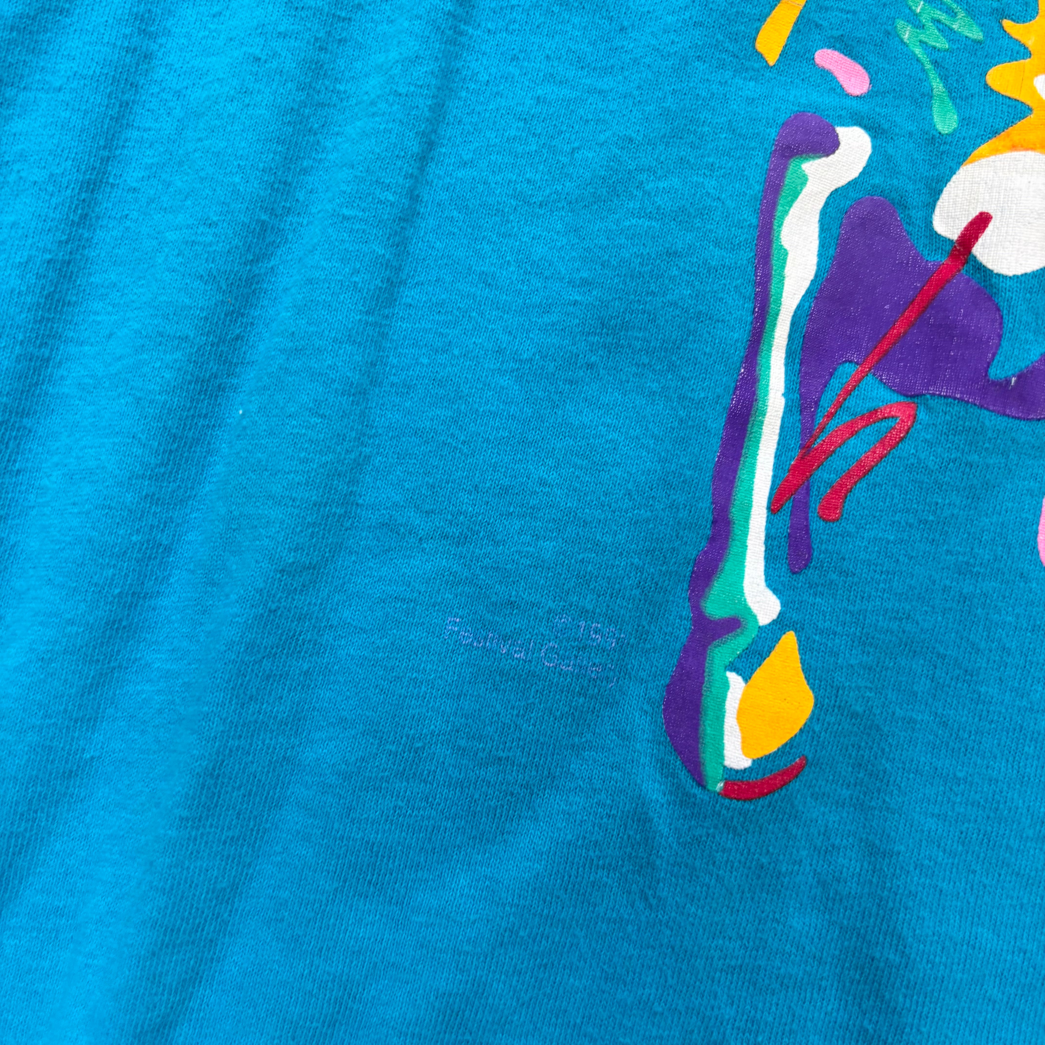 Vintage T Shirt Mens Medium Blue Single Stitch Graphic Print 90s Horses (E)