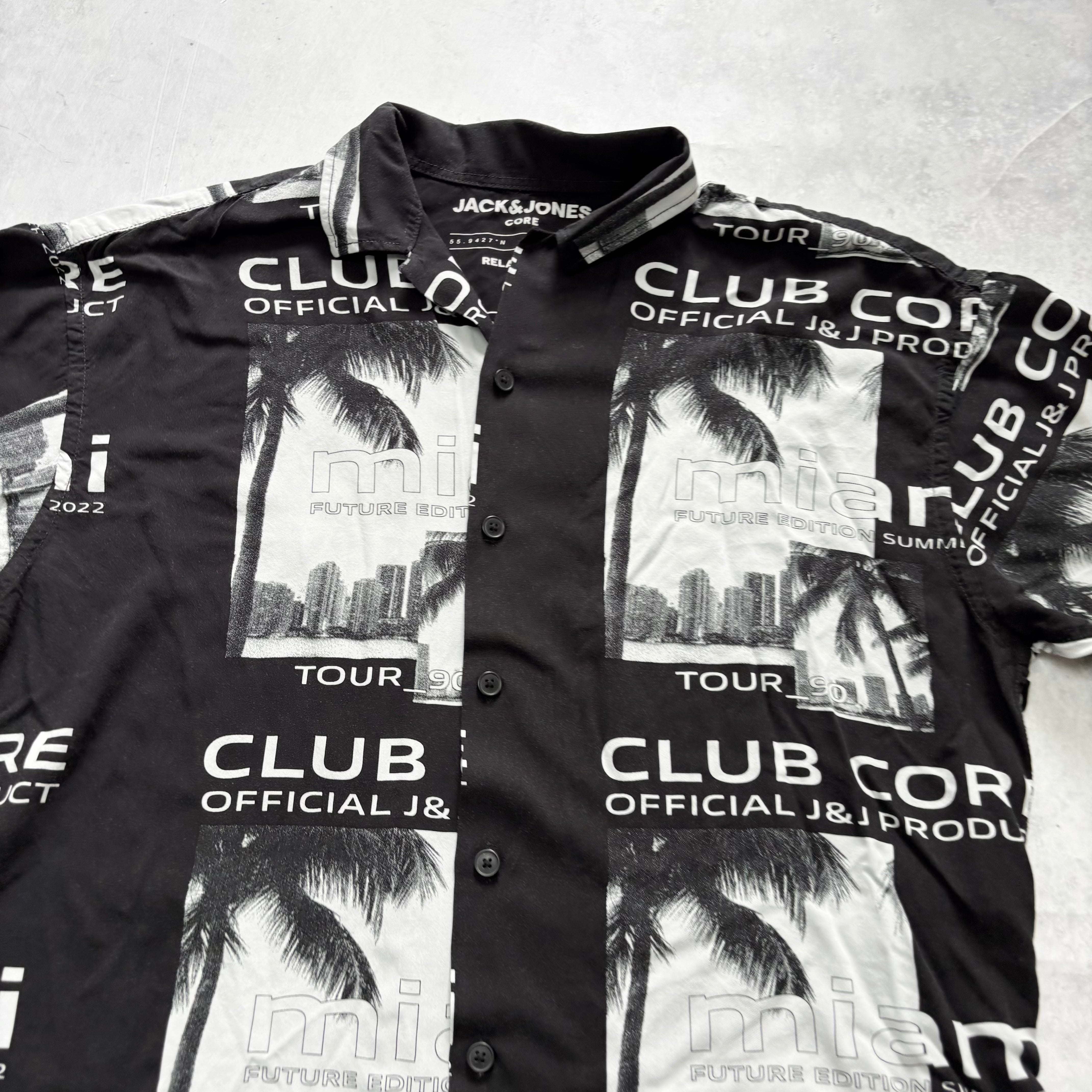 Hawaiian Shirt Mens Large Black Aloha Short Sleeve Viscose (E)