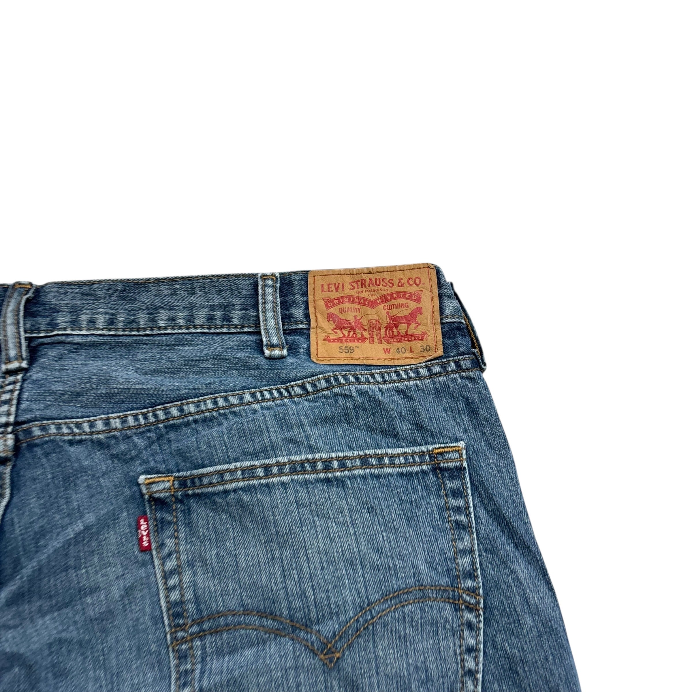 Levis 559 Jeans W40 L29 Mens Mid Blue Baggy Relaxed Straight Fit Denim (E)