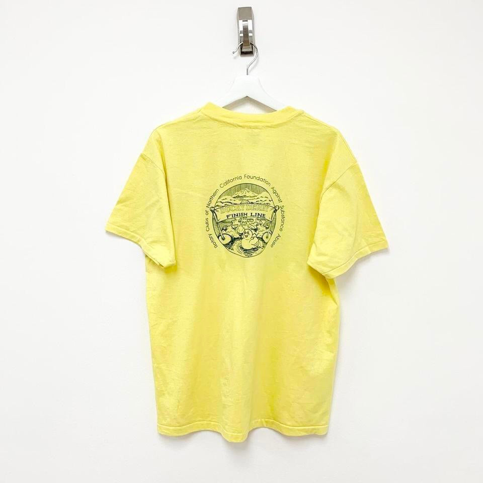 Vintage T Shirt Mens Large Yellow Single Stitch Graphic Print 90s USA