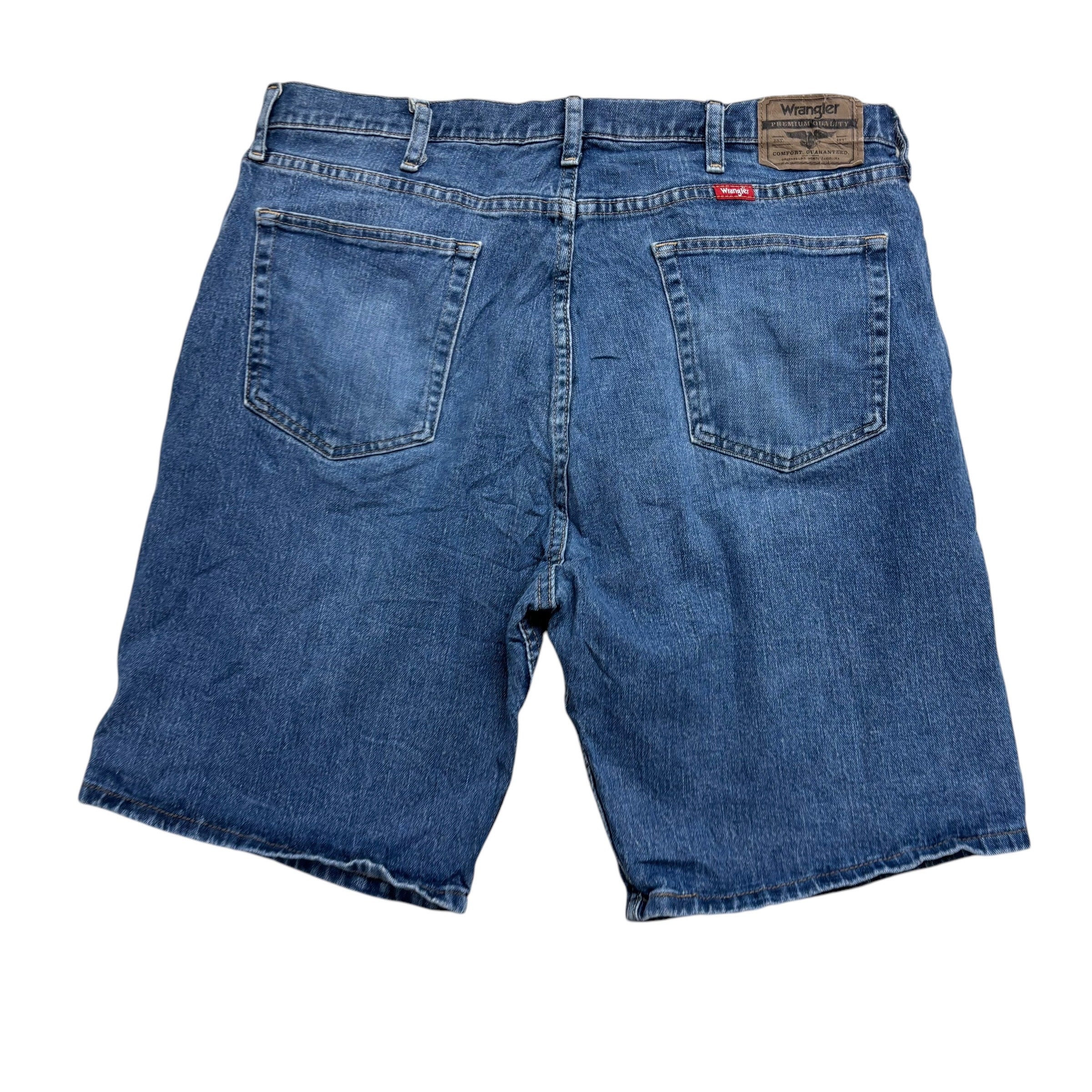 Wrangler Baggy Jorts W36 Mens Denim Shorts Mid Blue Relaxed Fit Stretch (E)