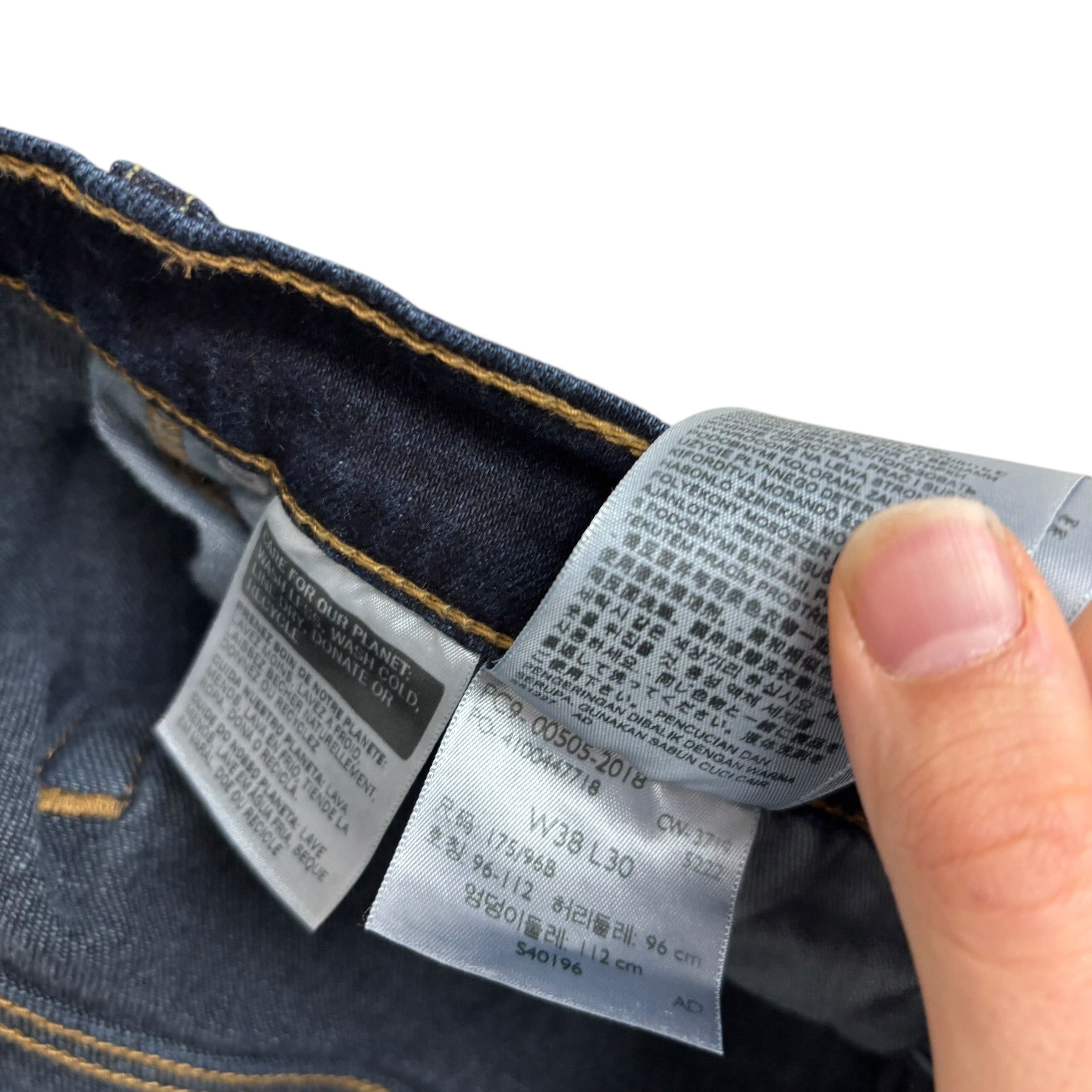 Levis 505 Jeans W38 L30 Mens Dark Blue Regular Straight Fit Stretch Denim (E)