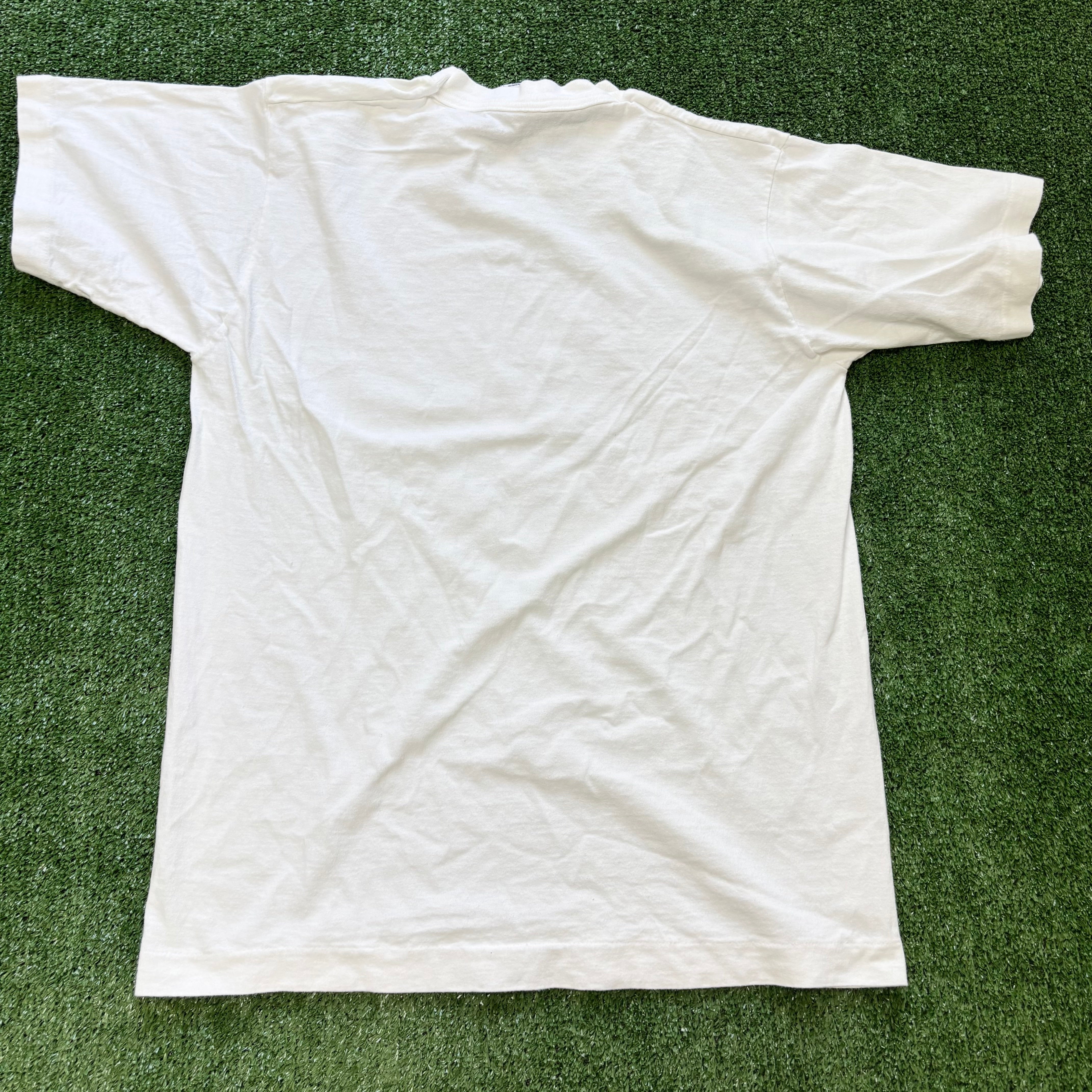 Vintage T Shirt Mens Small White Single Stitch Graphic Print 90s