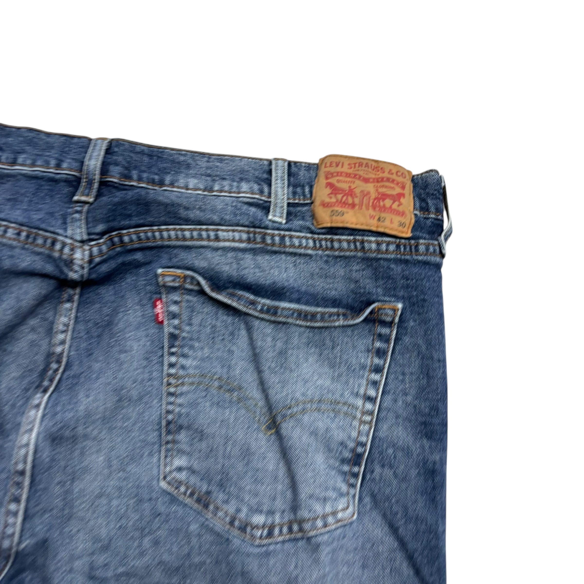 Levis 559 Jeans W42 L29 Mens Mid Blue Relaxed Straight Fit Stretch Denim