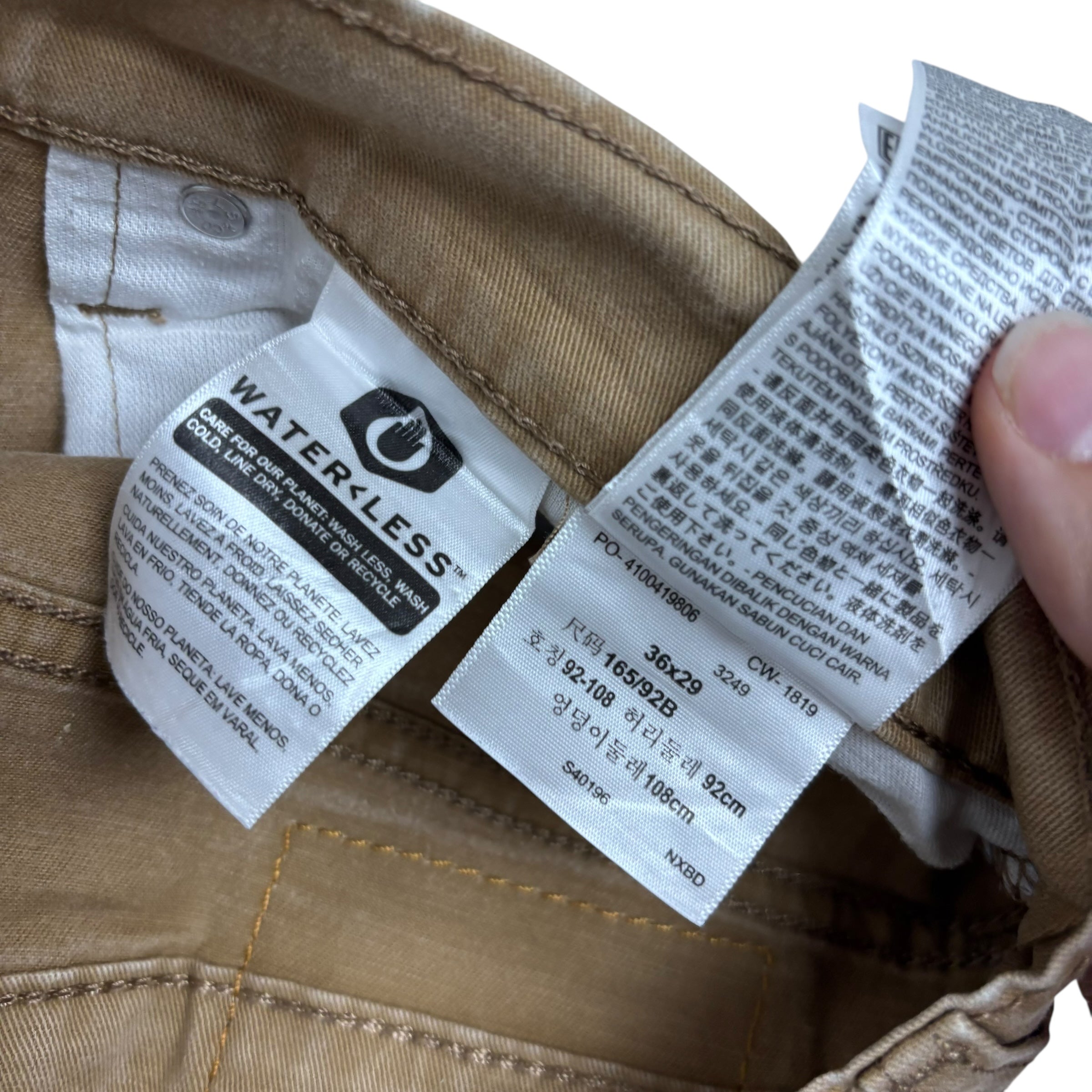 Levis 502 Jeans W36 L29 Mens Tan Regular Tapered Fit Stretch Pants