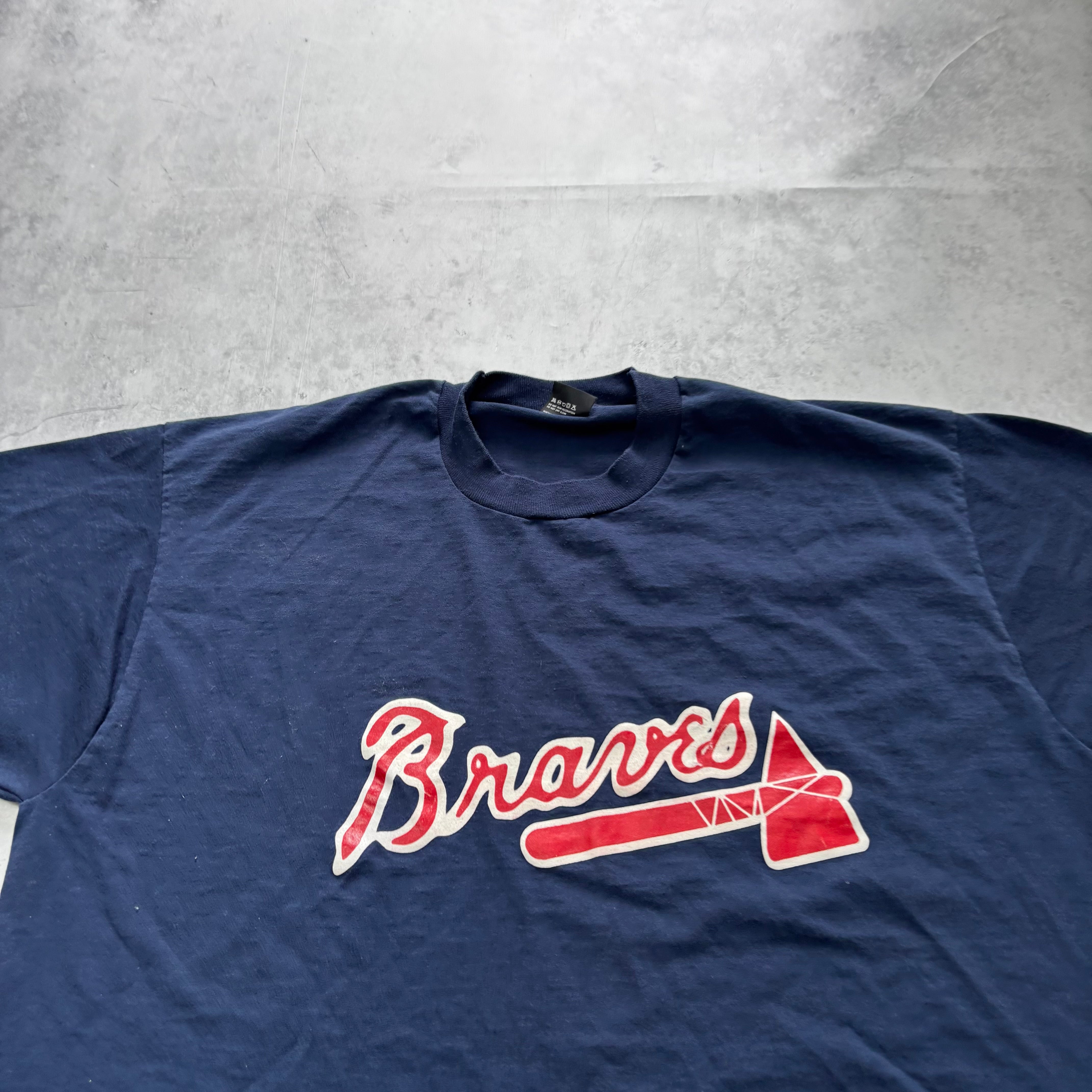 Vintage T Shirt Mens XXL Navy Blue Single Stitch Graphic Print 90s USA MLB (E)