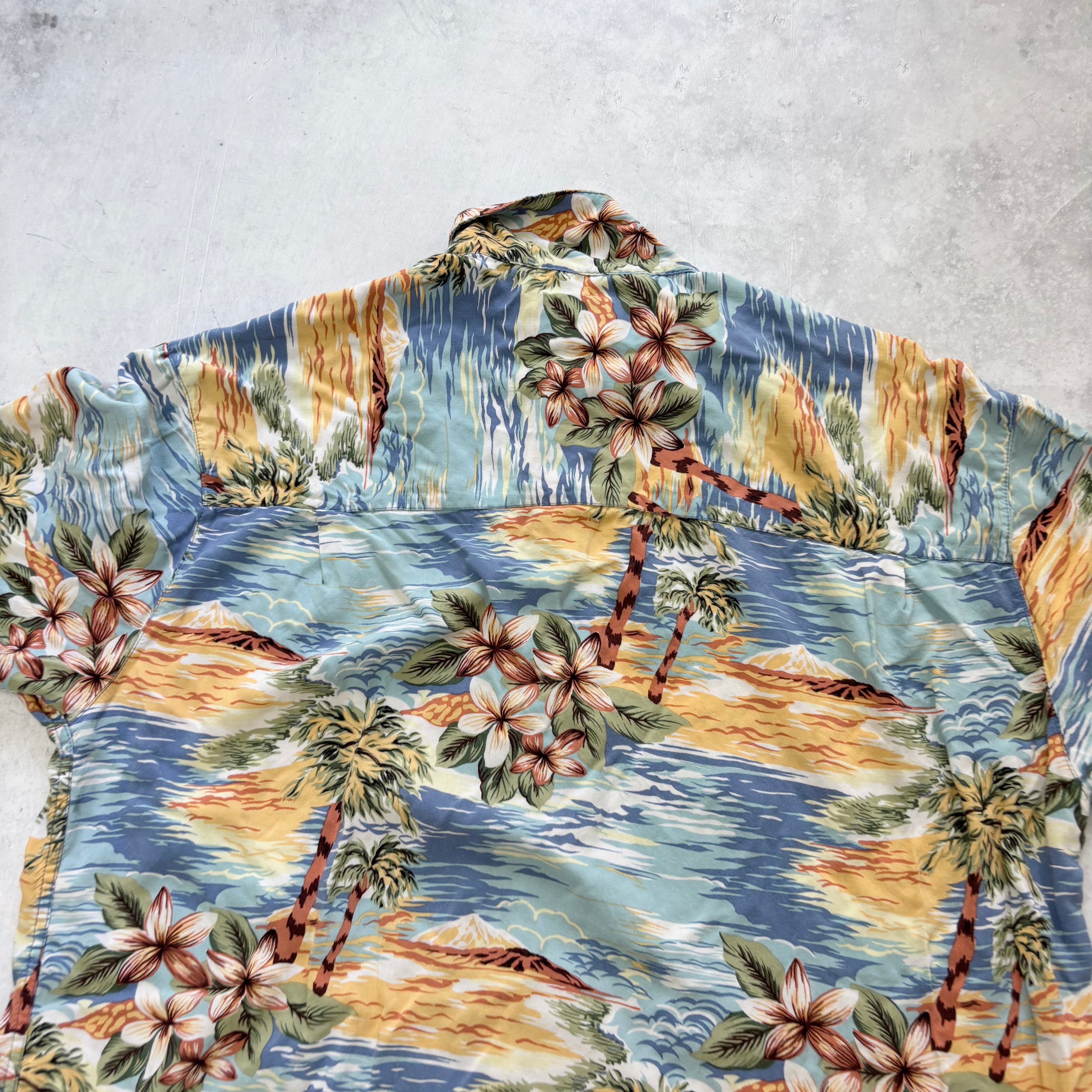 Vintage Hawaiian Shirt Mens Large Floral Aloha Short Sleeve Rayon (E)