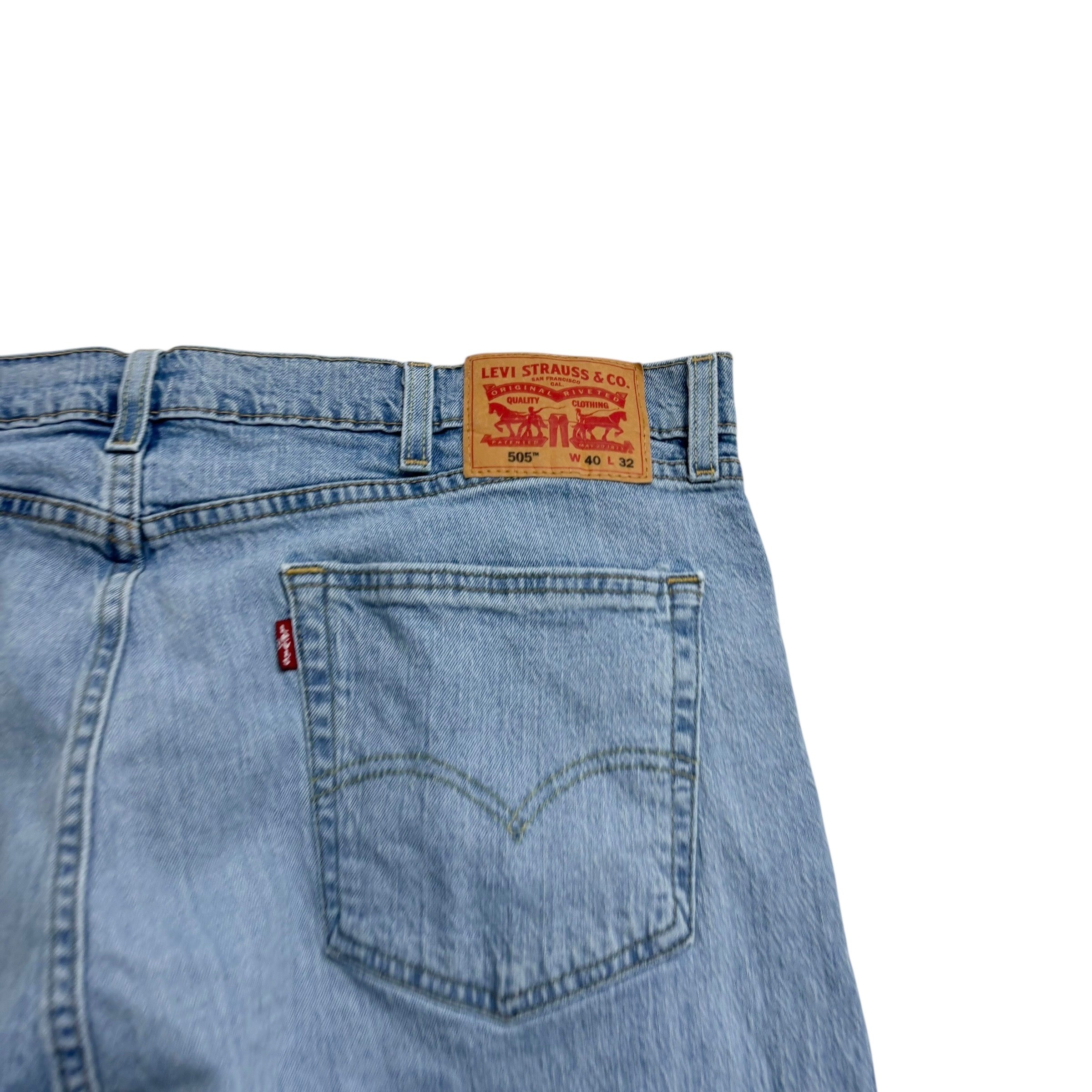 Levis 505 Jeans W40 L32 Mens Light Blue Regular Straight Fit Stretch Denim