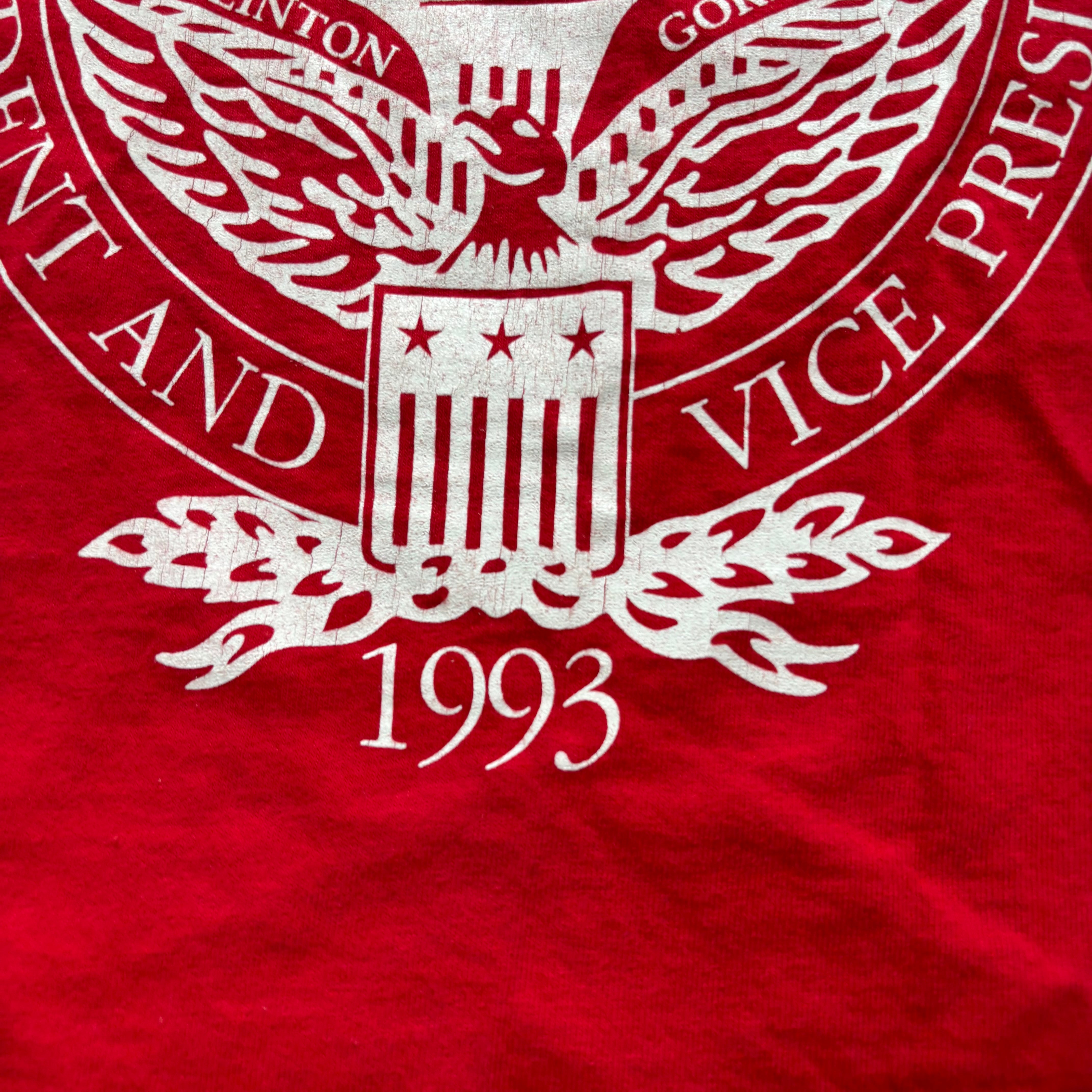 Vintage T Shirt Mens Large Red Single Stitch Graphic Print 90s USA Politics (E)