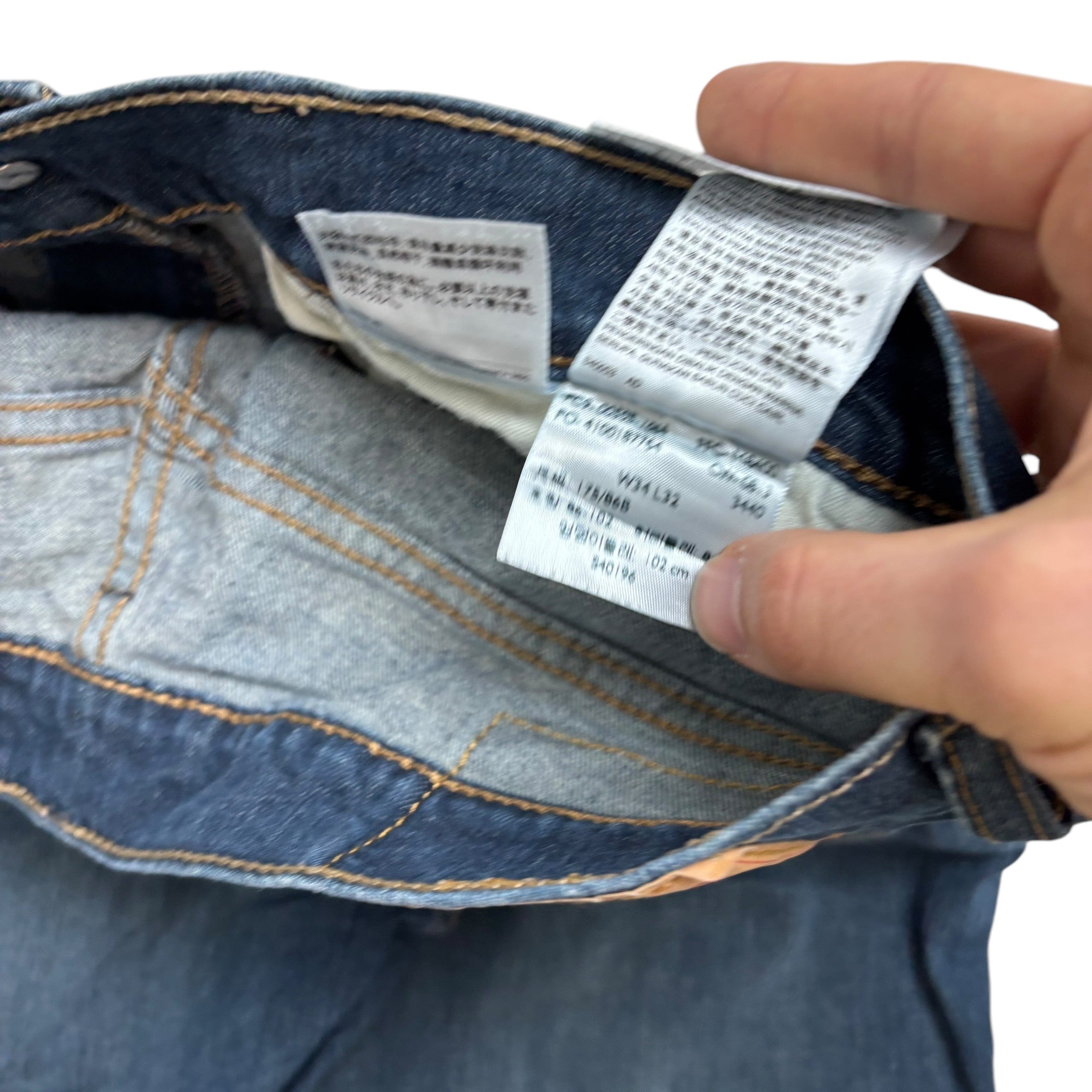 Levis 505 Jeans W34 L32 Mens Dark Blue Regular Straight Fit Stretch Denim