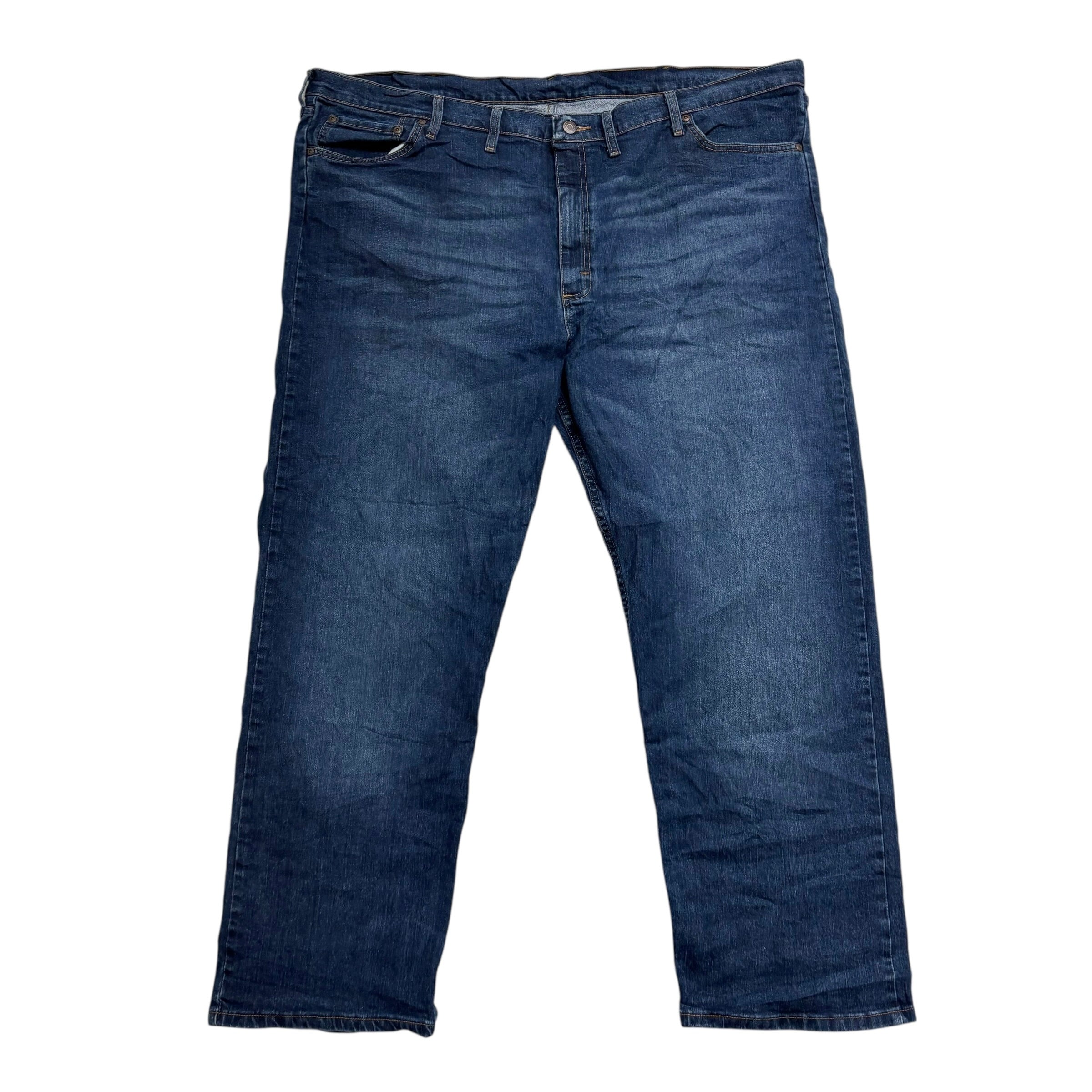 Wrangler Jeans W48 L30 Mens Dark Blue Relaxed Straight Fit Stretch Denim (E)