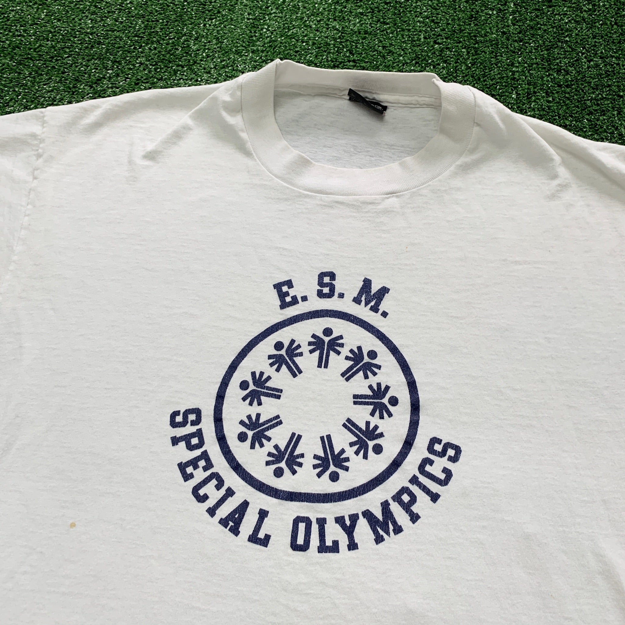 Vintage T Shirt Mens Large White Single Stitch Graphic Print 90s USA Olympics