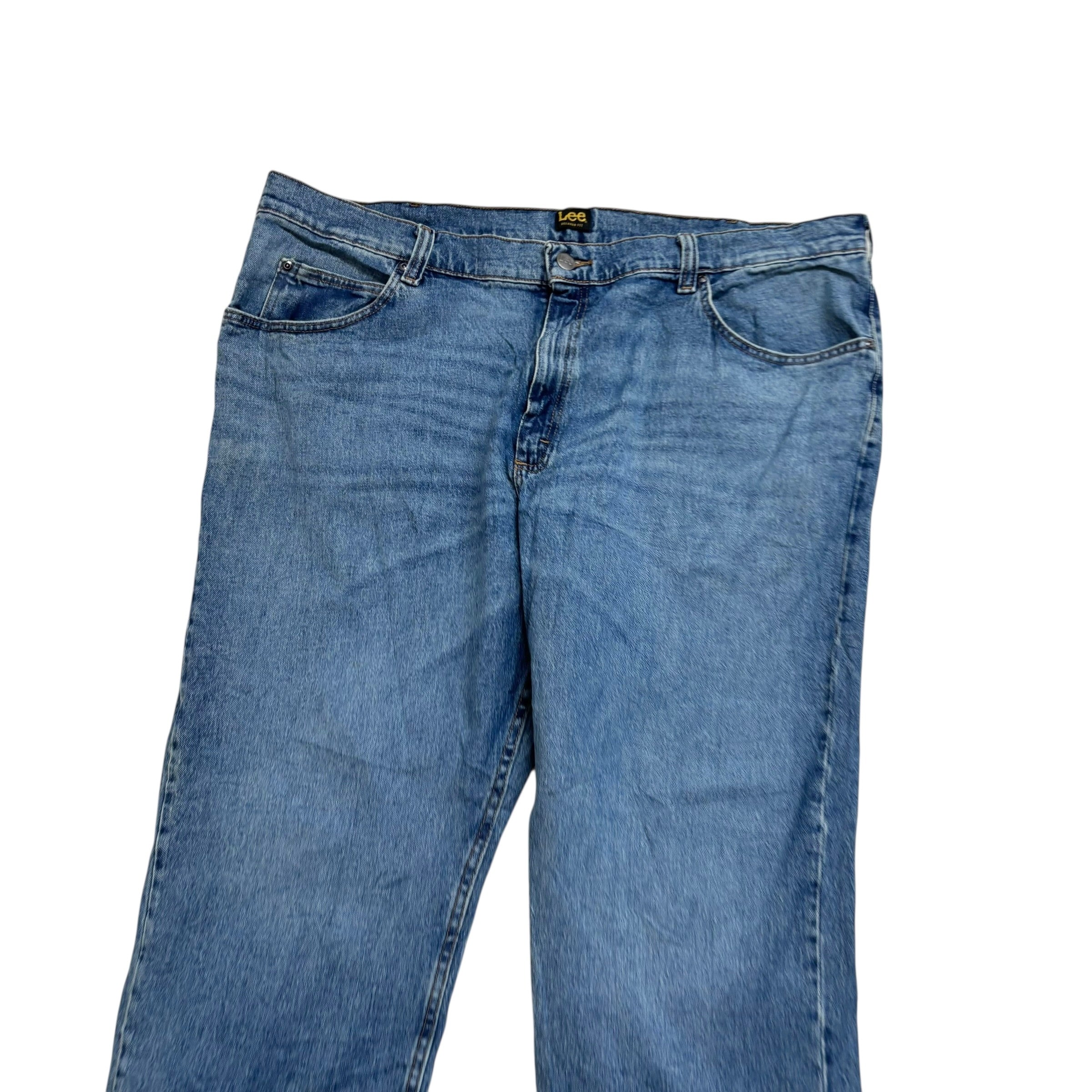 Lee Jeans W46 L28 Mens Mid Blue Relaxed Straight Fit Stretch Denim