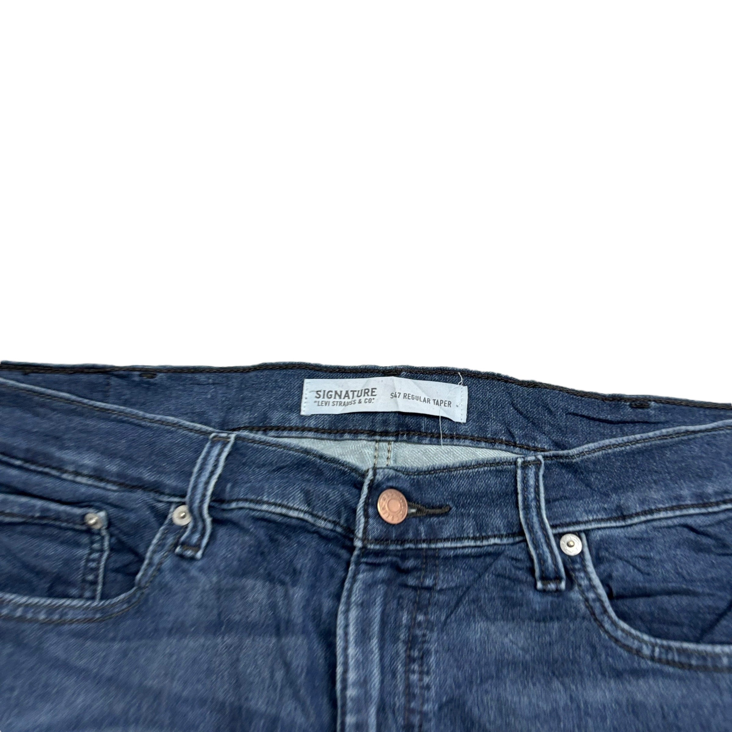 Levis Signature Jeans W38 L32 Mens Navy Blue Regular Tapered Fit Stretch (E)