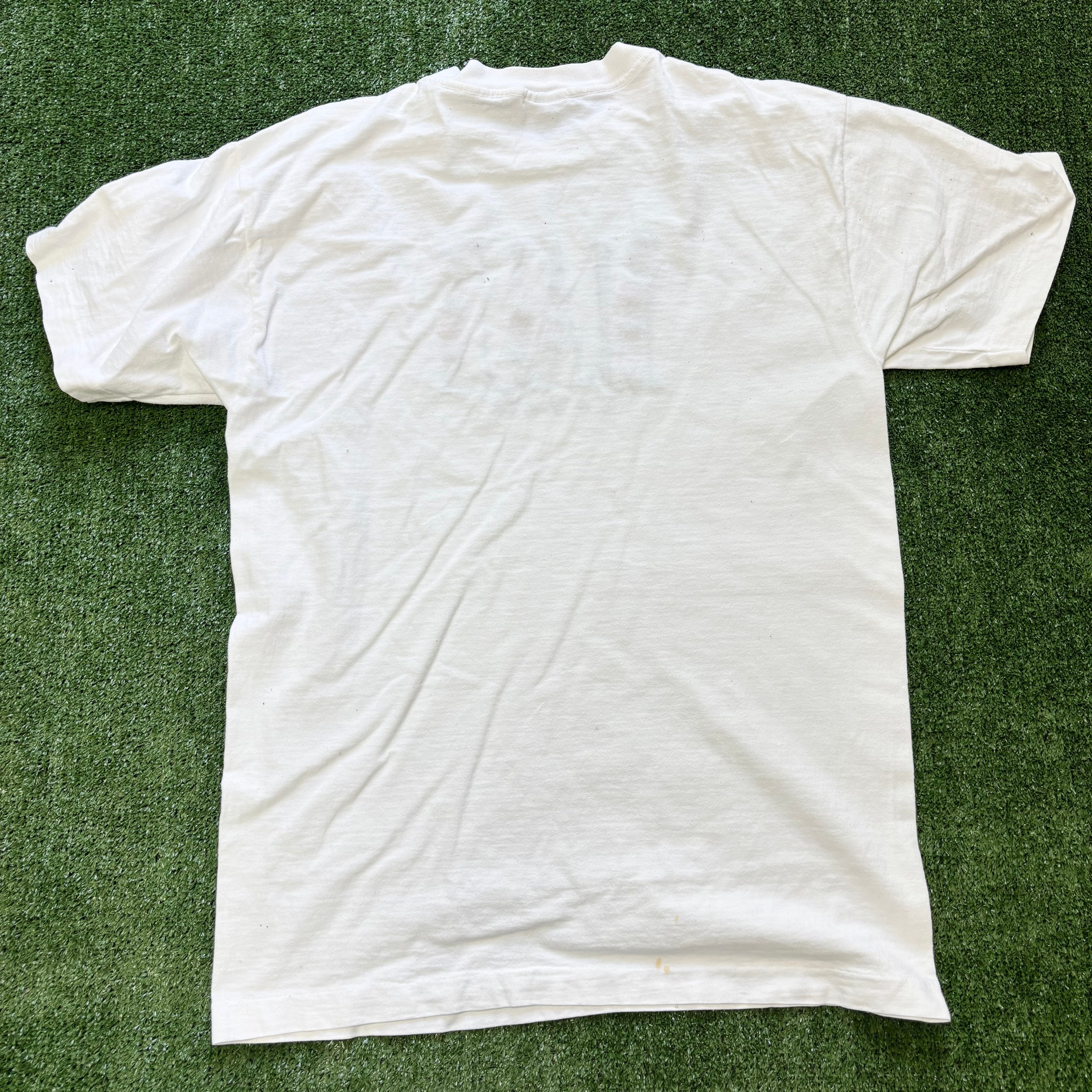 Vintage T Shirt Mens Large White Single Stitch Graphic Print 90s Tourist (F)