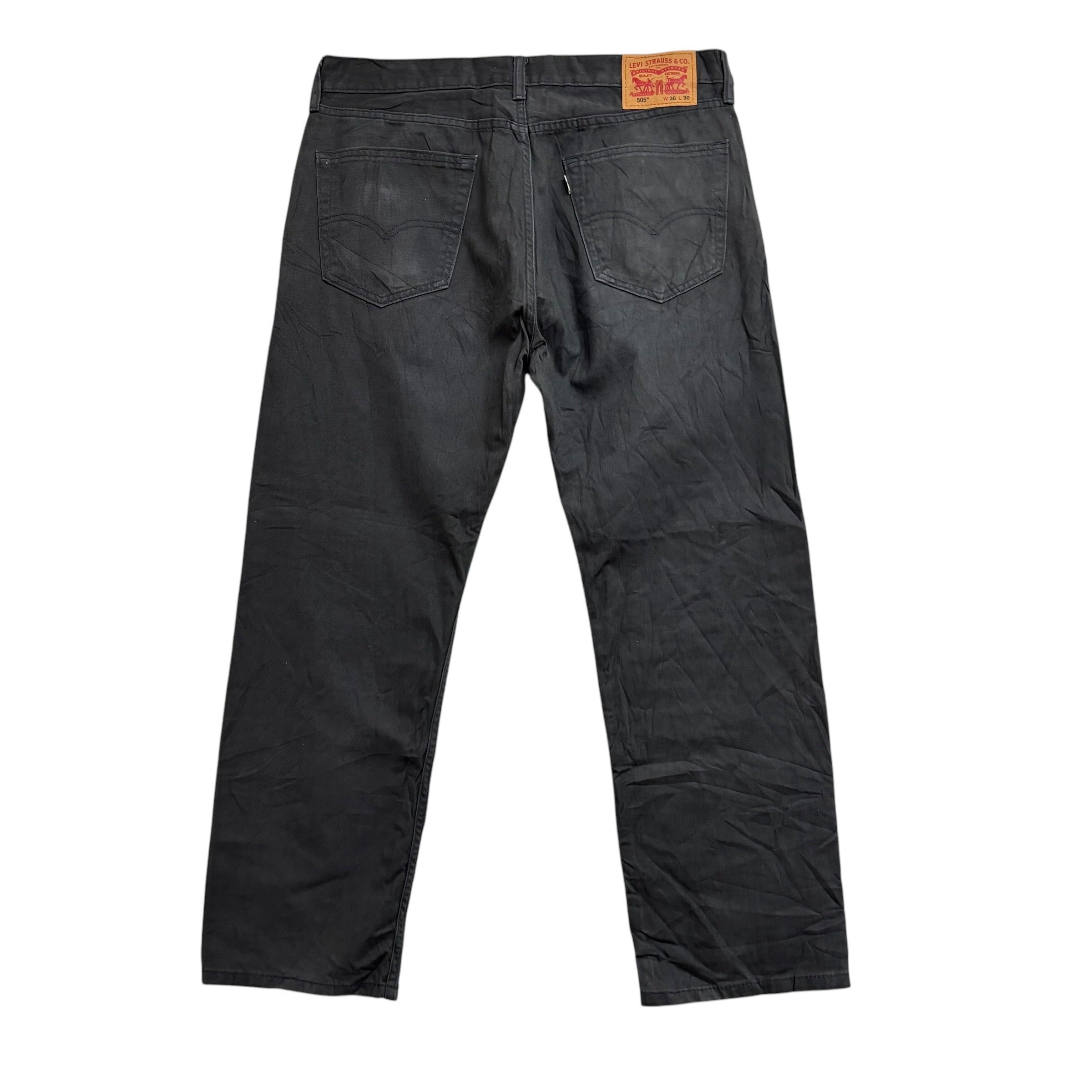 Levis 505 Trousers W36 L28 Mens Grey Regular Straight Fit Cotton Pants (E)