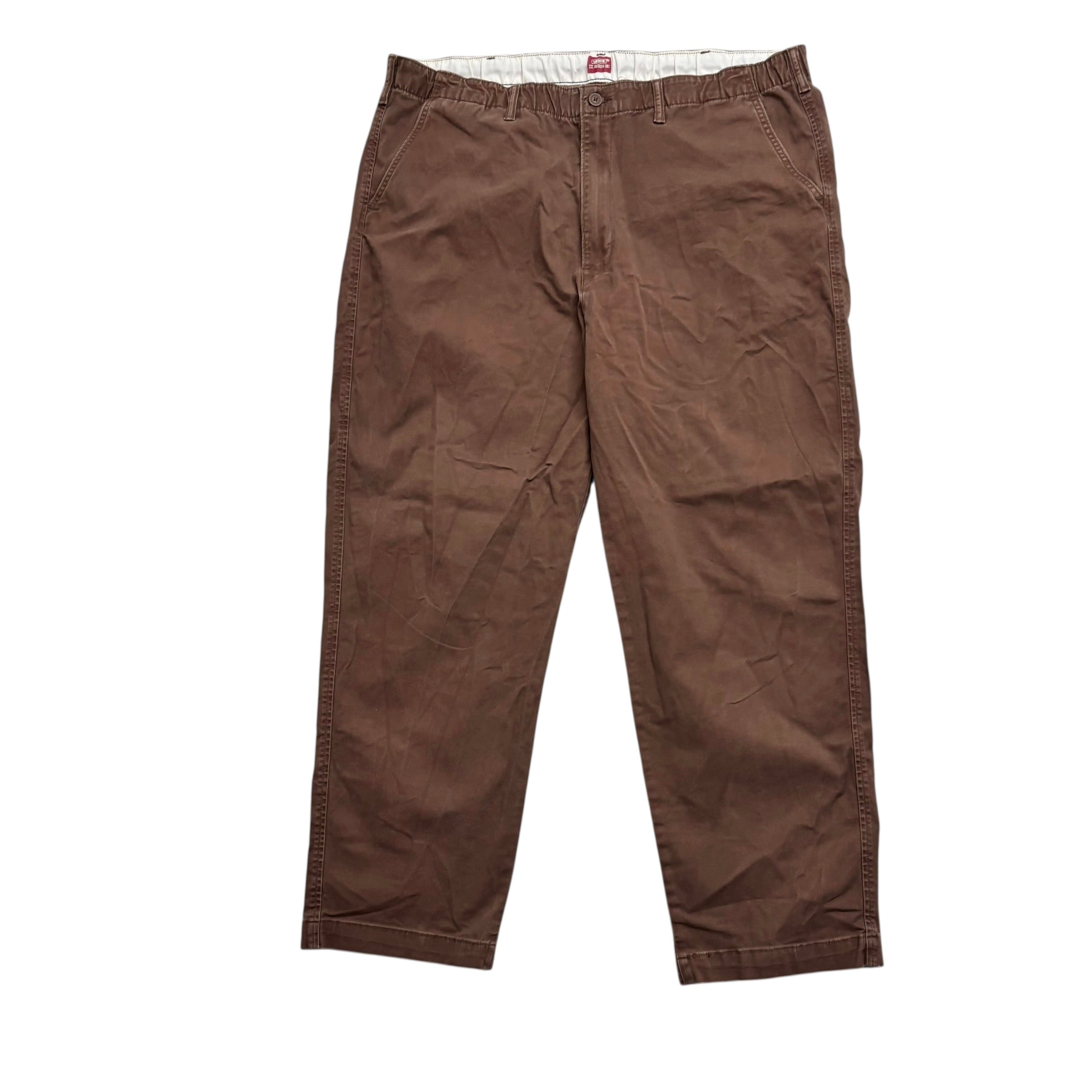 Levis XX Chino EZ Trousers XXL Mens Brown Regular Tapered Fit Stretch
