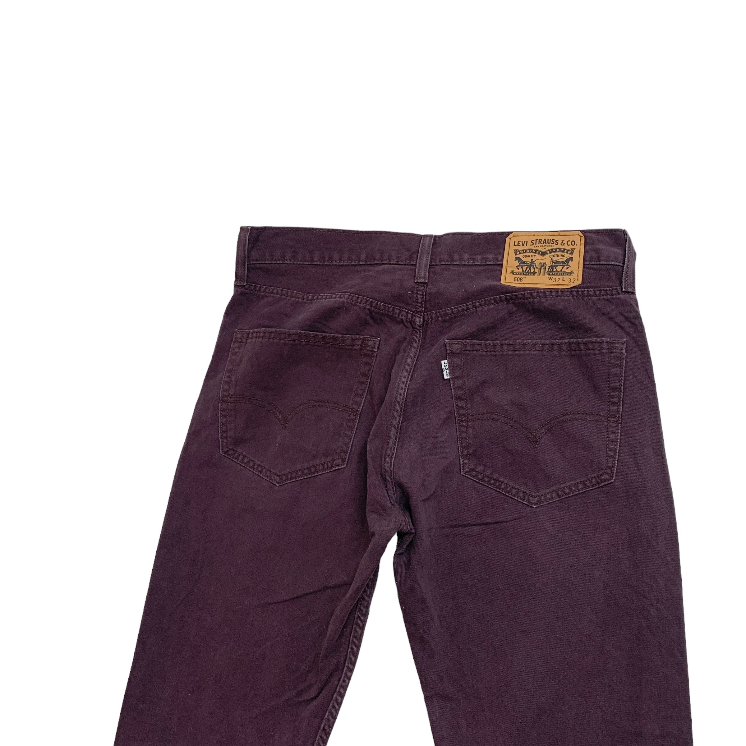 Levis 508 Trousers W32 L32 Mens Purple Regular Tapered Fit Cotton Pants