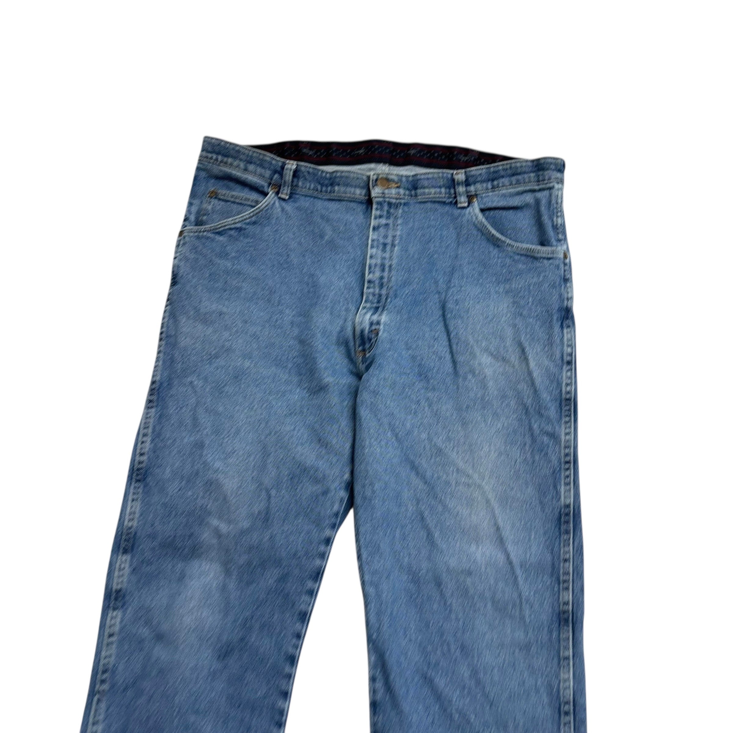 Wrangler Jeans W40 L32 Mens Mid Blue Regular Straight Fit Stretch Denim (F)