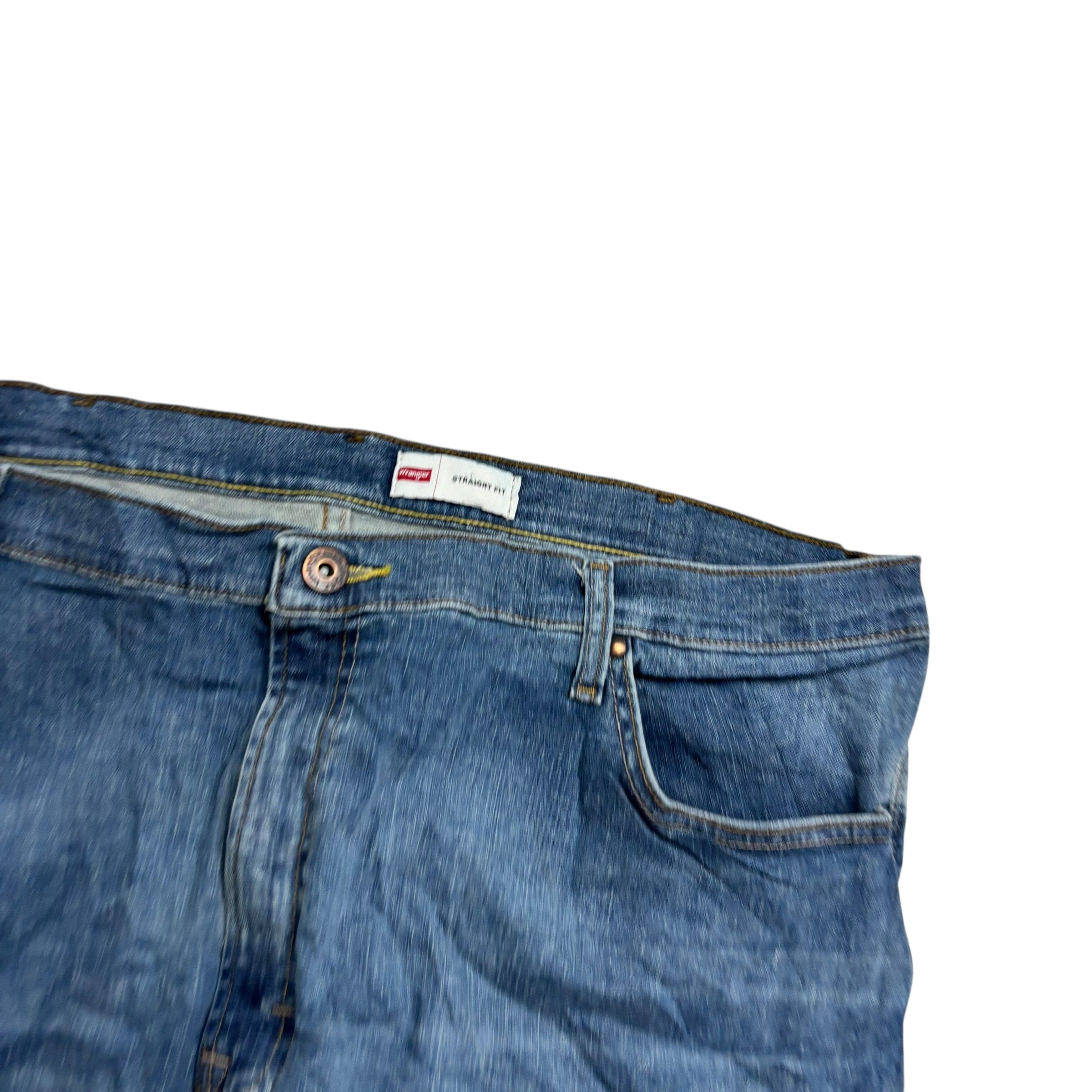 Wrangler Jeans W42 L30 Mens Mid Blue Slim Straight Fit Stretch Denim