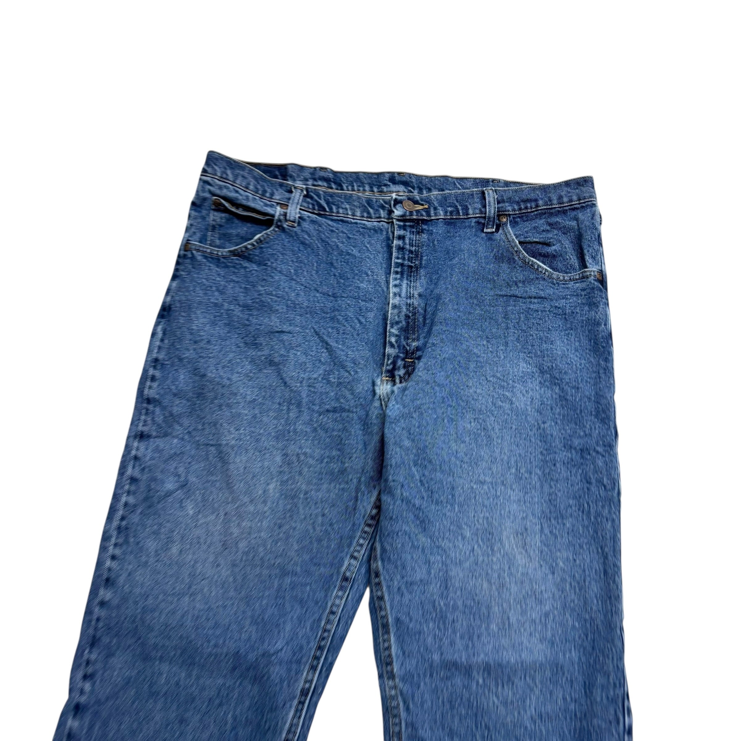 Wrangler Jeans W40 L32 Mens Mid Blue Regular Straight Fit Stretch Denim (E)