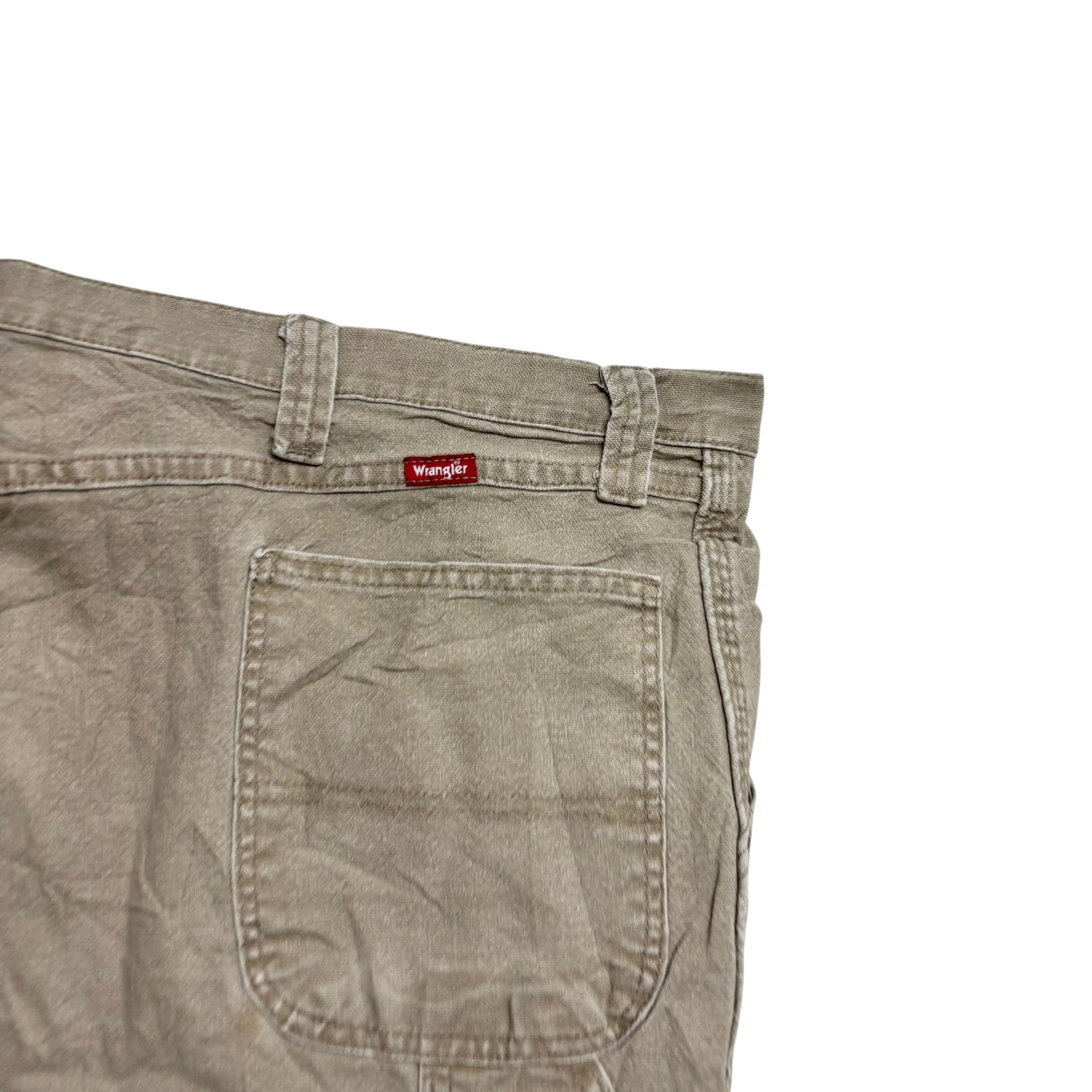 Wrangler Carpenter Jeans W44 L30 Mens Beige Relaxed Straight Fit Stretch (E)