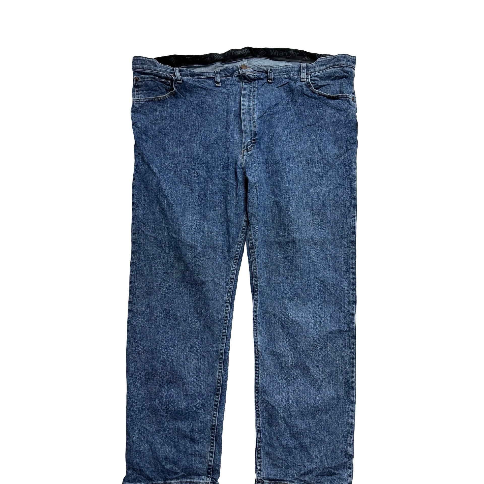 Wrangler Jeans W48 L30 Mens Mid Blue Regular Straight Fit Stretch Denim (E)