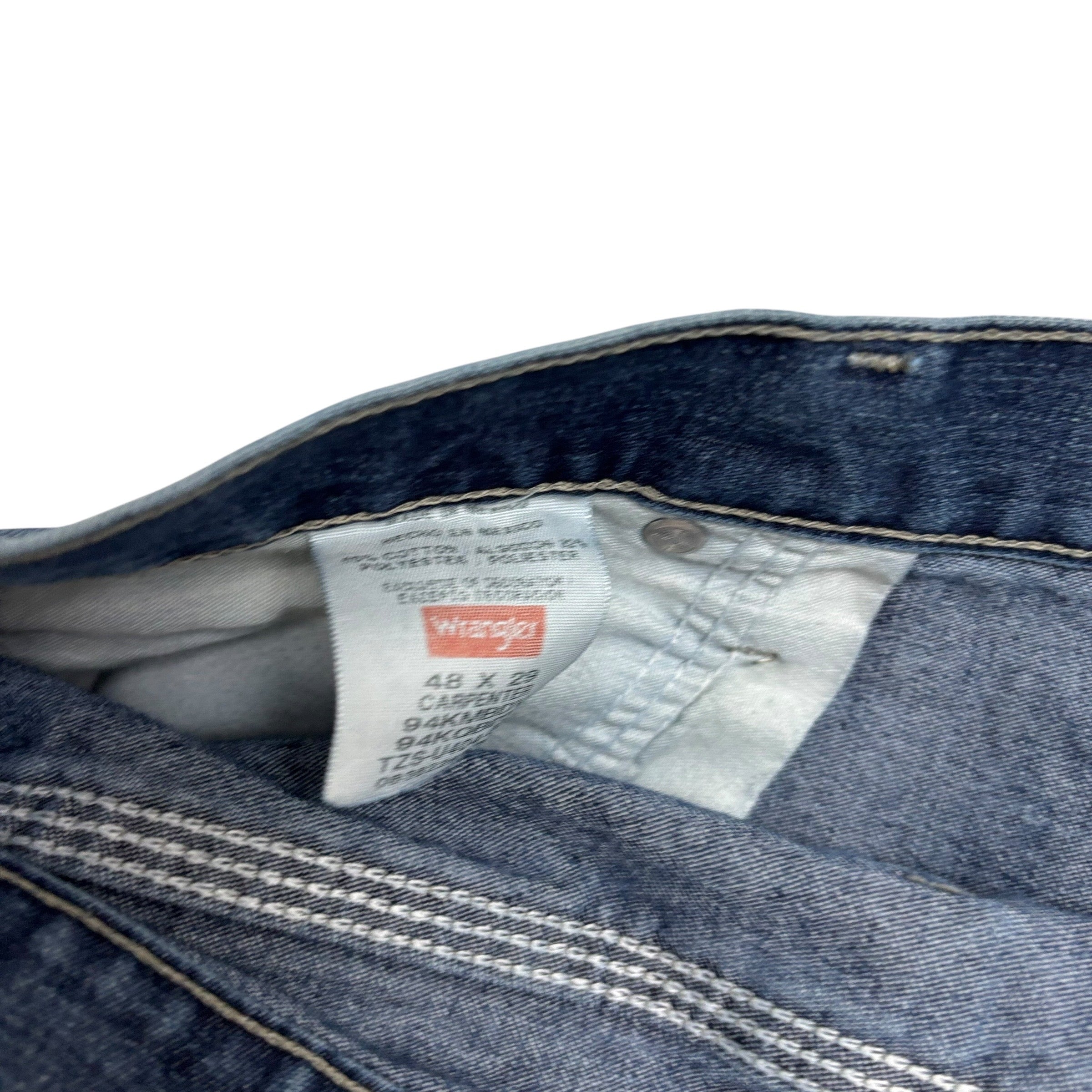 Wrangler Carpenter Jeans W48 L29 Mens Mid Blue Relaxed Straight Fit Denim