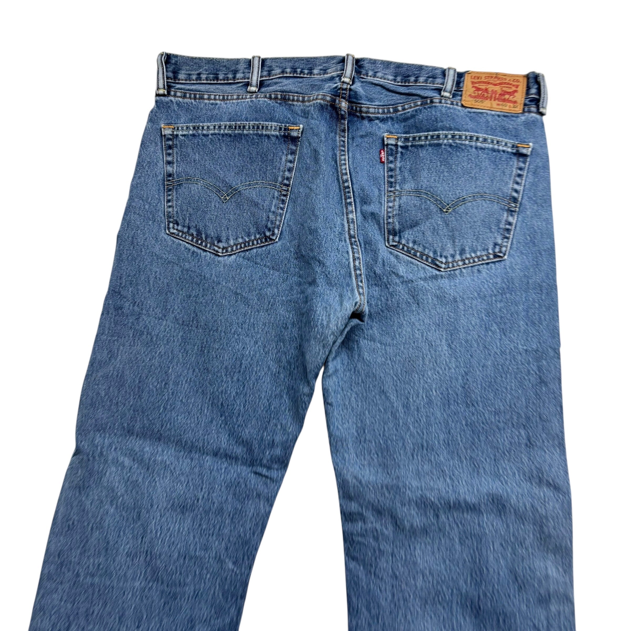 Levis 505 Jeans W40 L32 Mens Mid Blue Regular Straight Fit Denim (E)