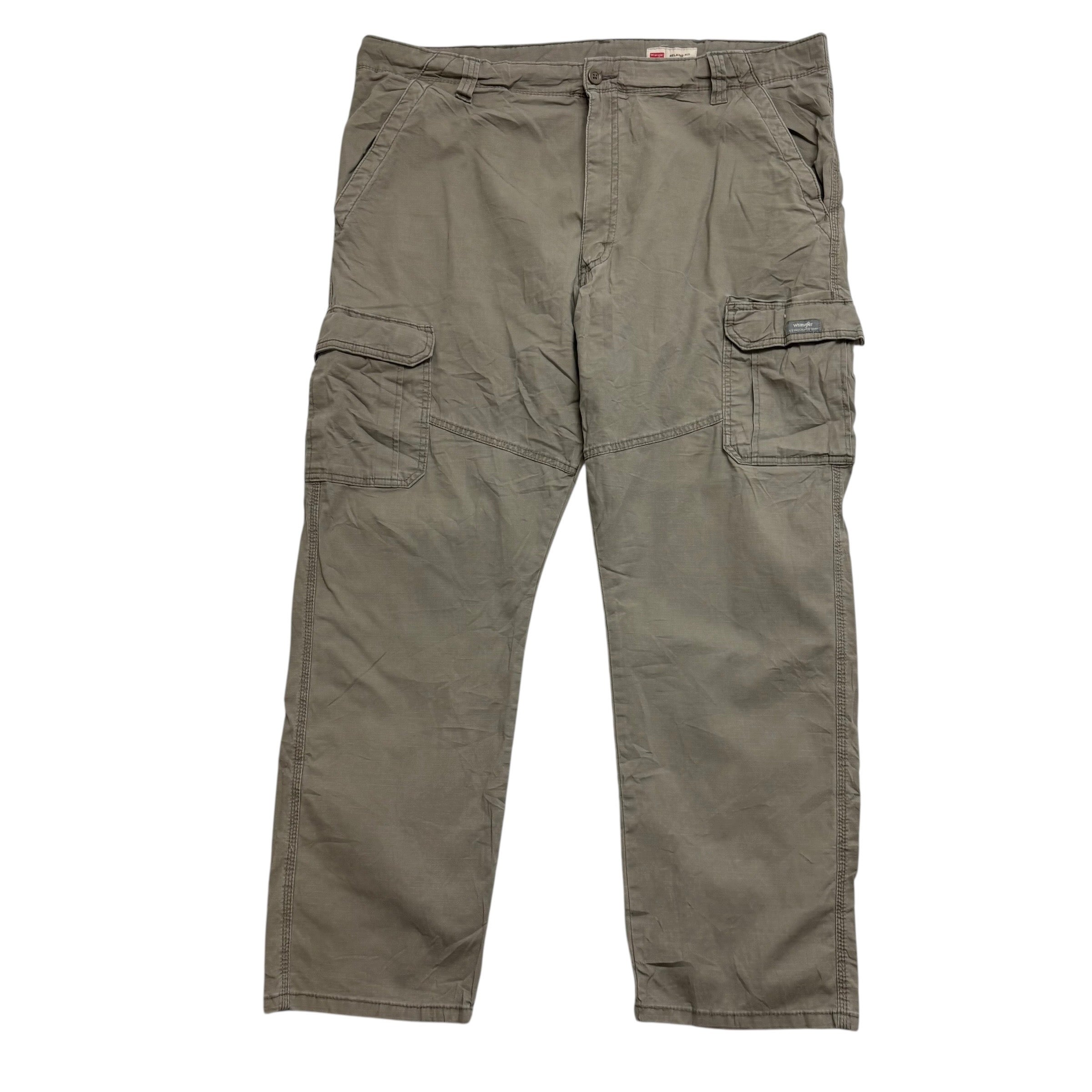 Wrangler Cargo Pants W42 L30 Mens Brown Relaxed Straight Fit Stretch (E)