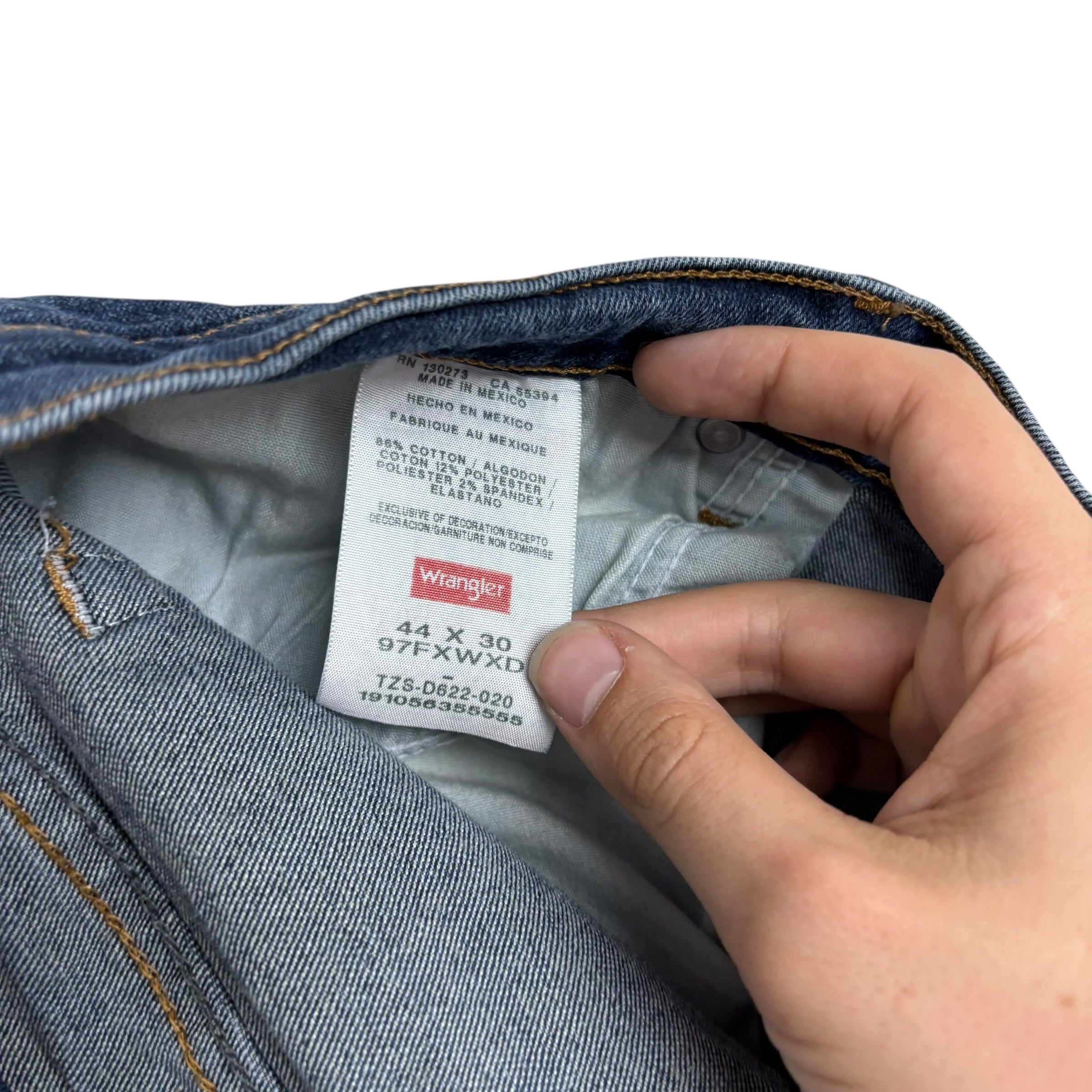 Wrangler Jeans W44 L30 Mens Dark Blue Relaxed Straight Fit Stretch Denim (E)