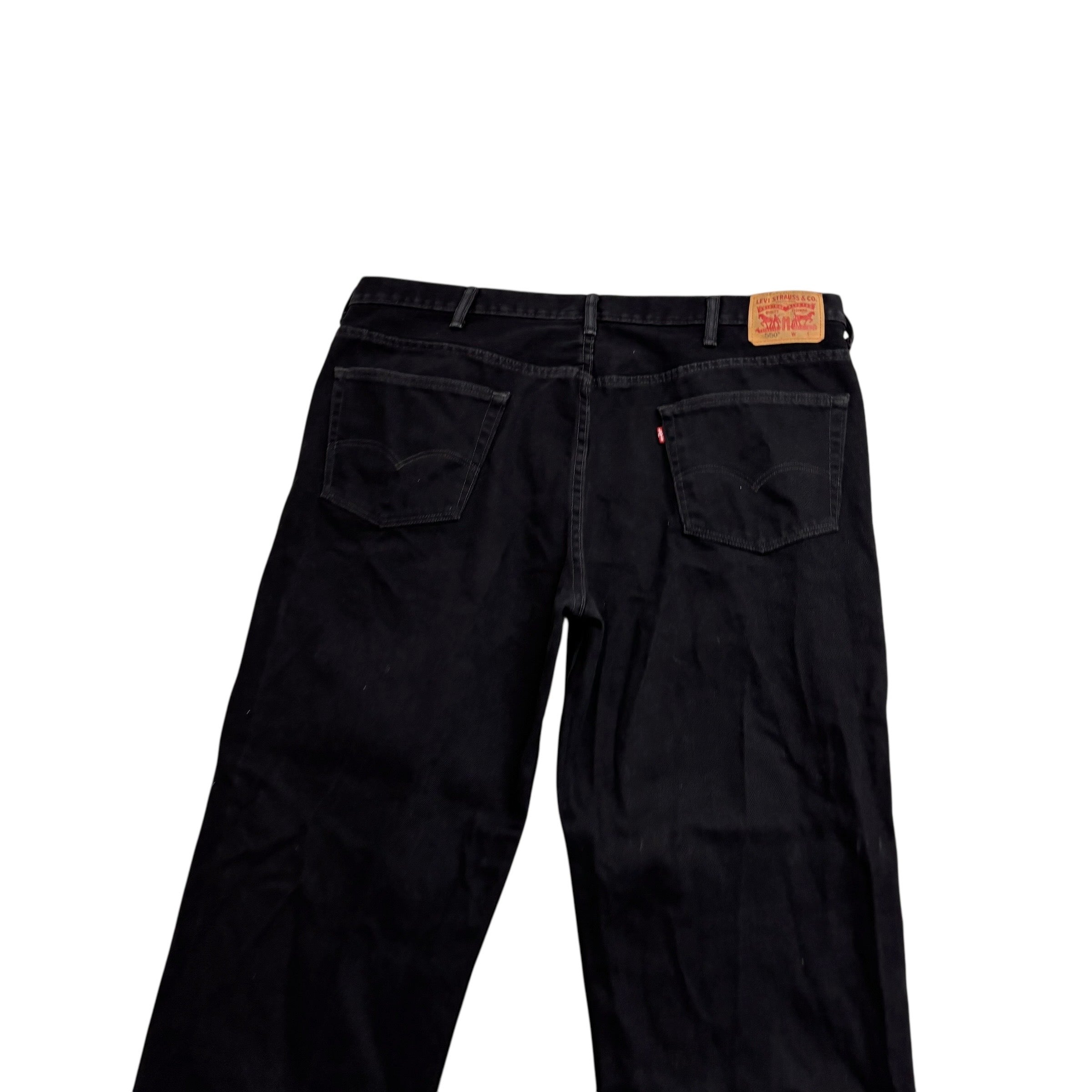 Levis 550 Jeans W44 L34 Mens Black Baggy Relaxed Straight Fit Denim (E)