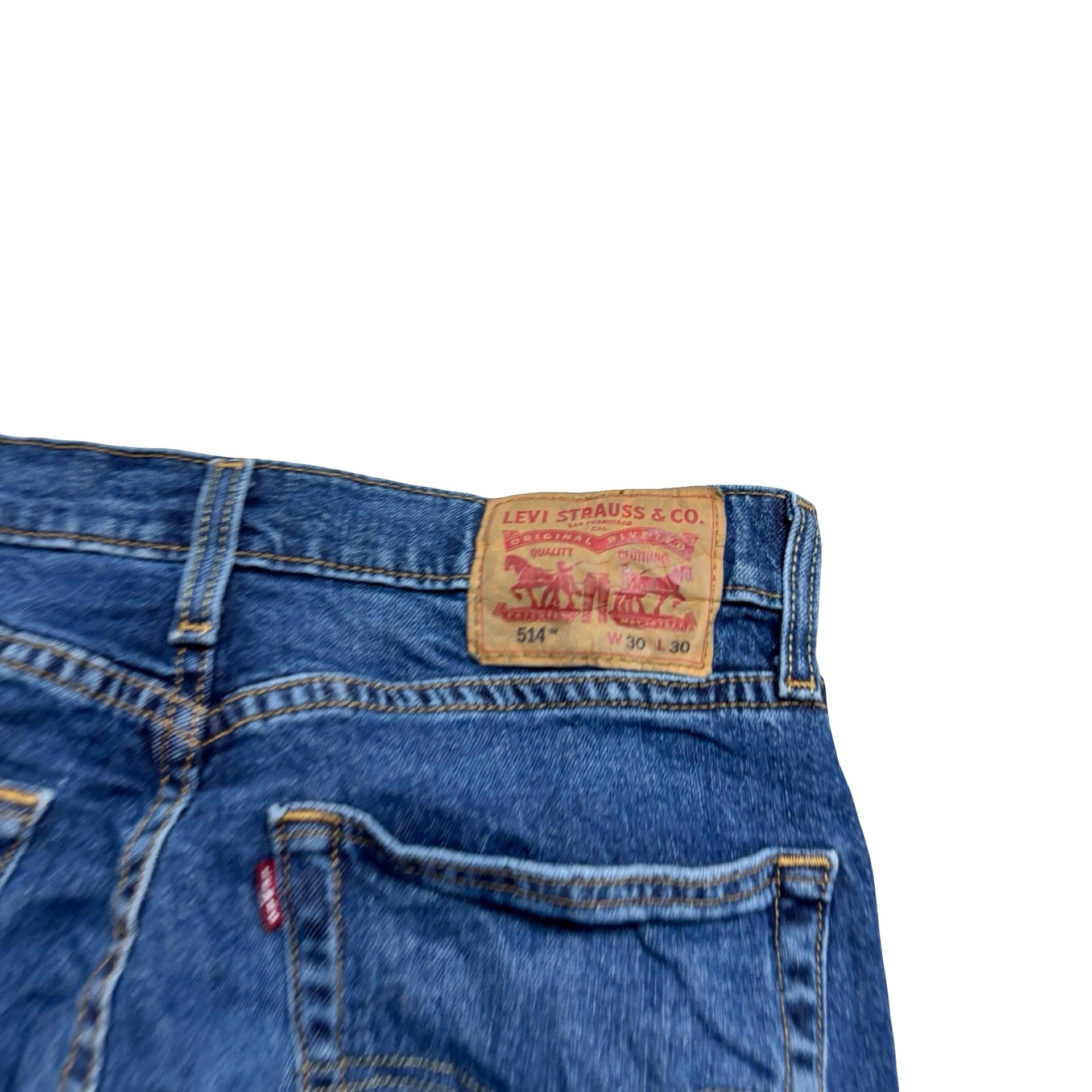 Levis 514 Jeans W30 L30 Mens Mid Blue Regular Straight Fit Stretch Denim (E)