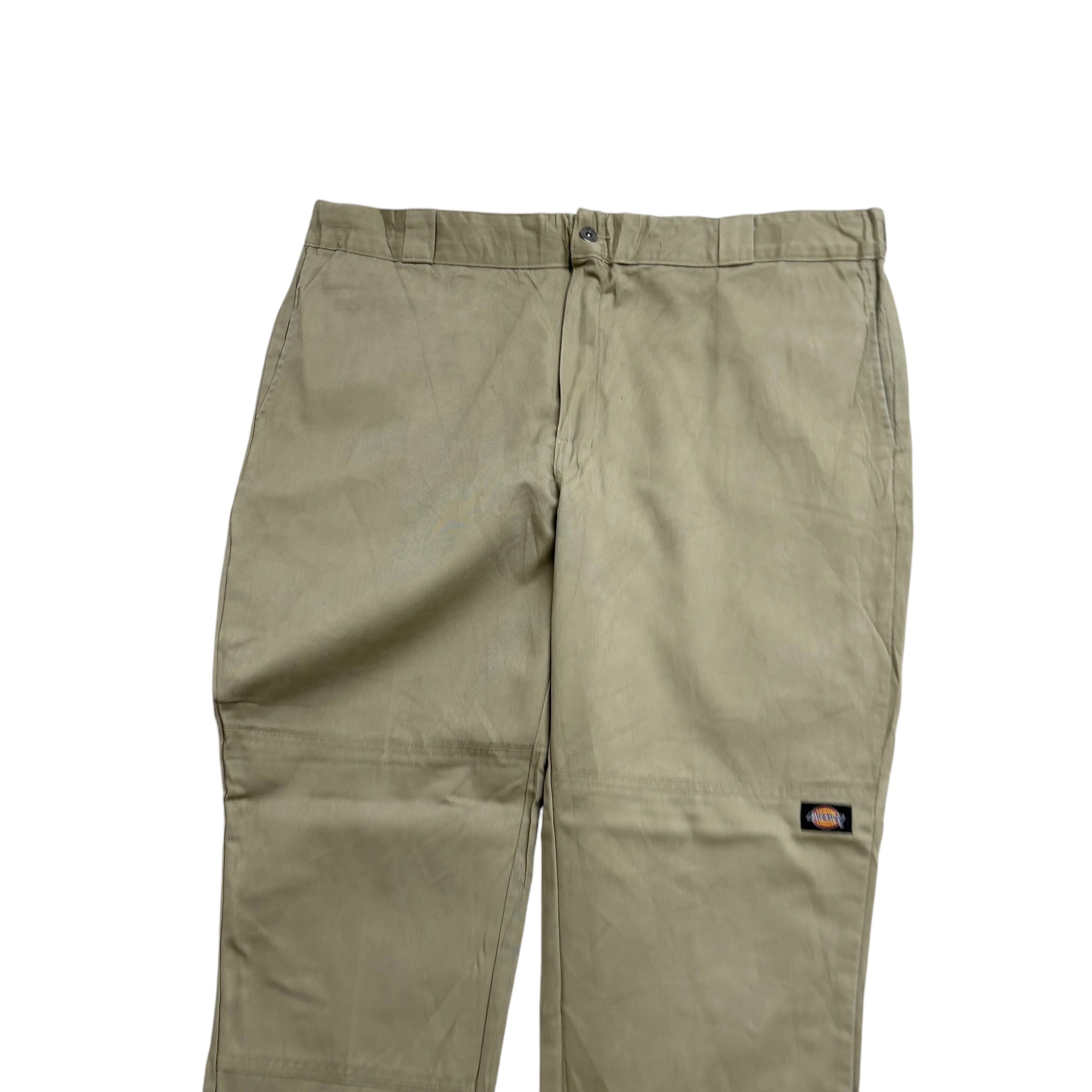 Dickies Double Knee Trousers W42 L32 Mens Beige Pants Skinny Straight Workwear