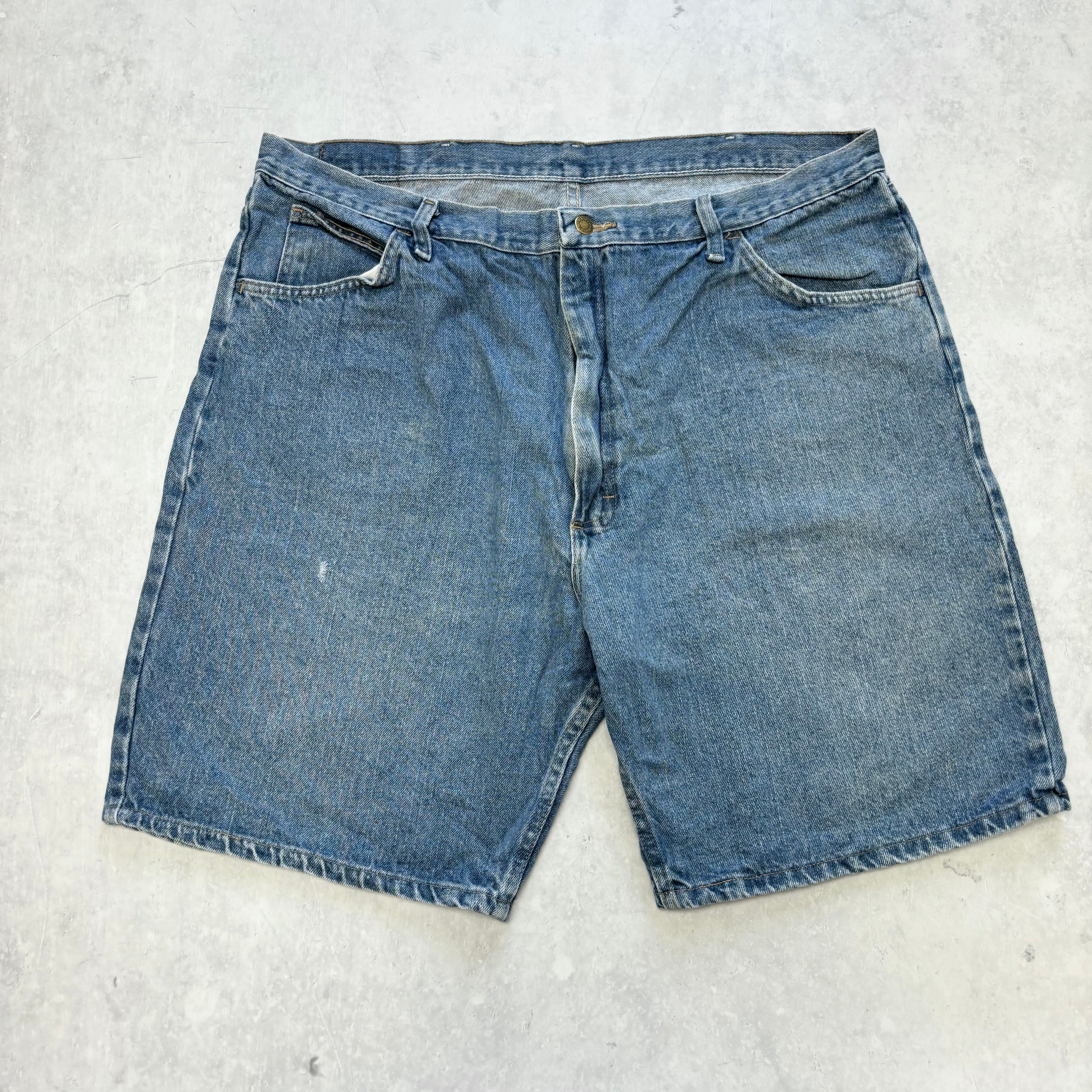 Vintage Wrangler Jorts W40 Mens Denim Shorts Mid Blue Baggy Relaxed Fit