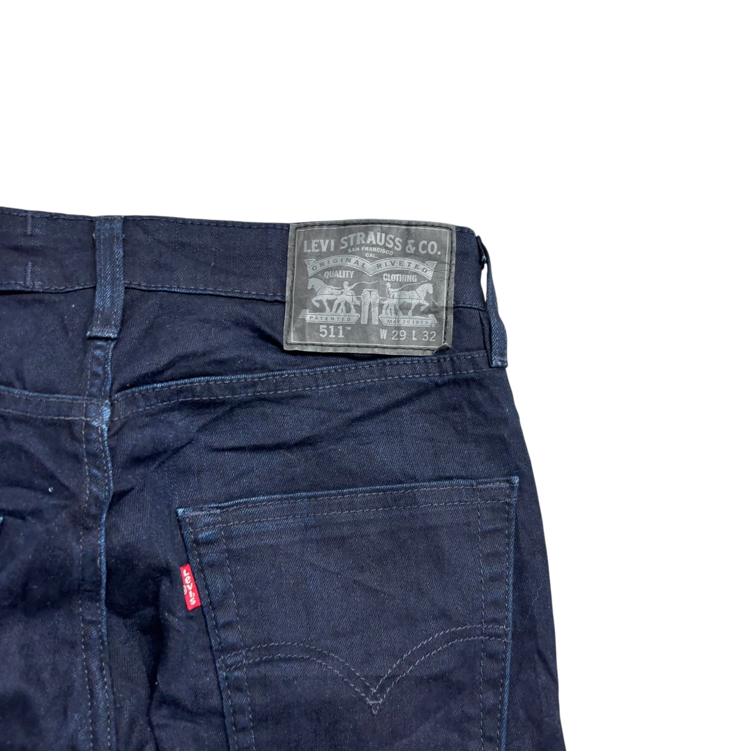 Levis 511 Commuter Jeans W28 L32 Mens Navy Blue Slim Fit Stretch Denim (E)