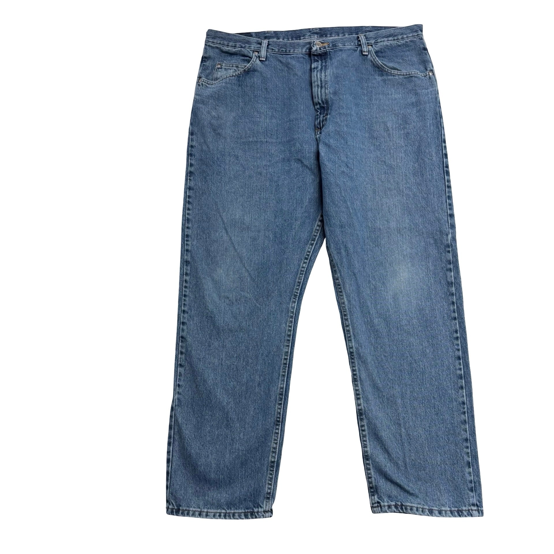 Wrangler Jeans W42 L32 Mens Mid Blue Relaxed Straight Fit Denim (E)