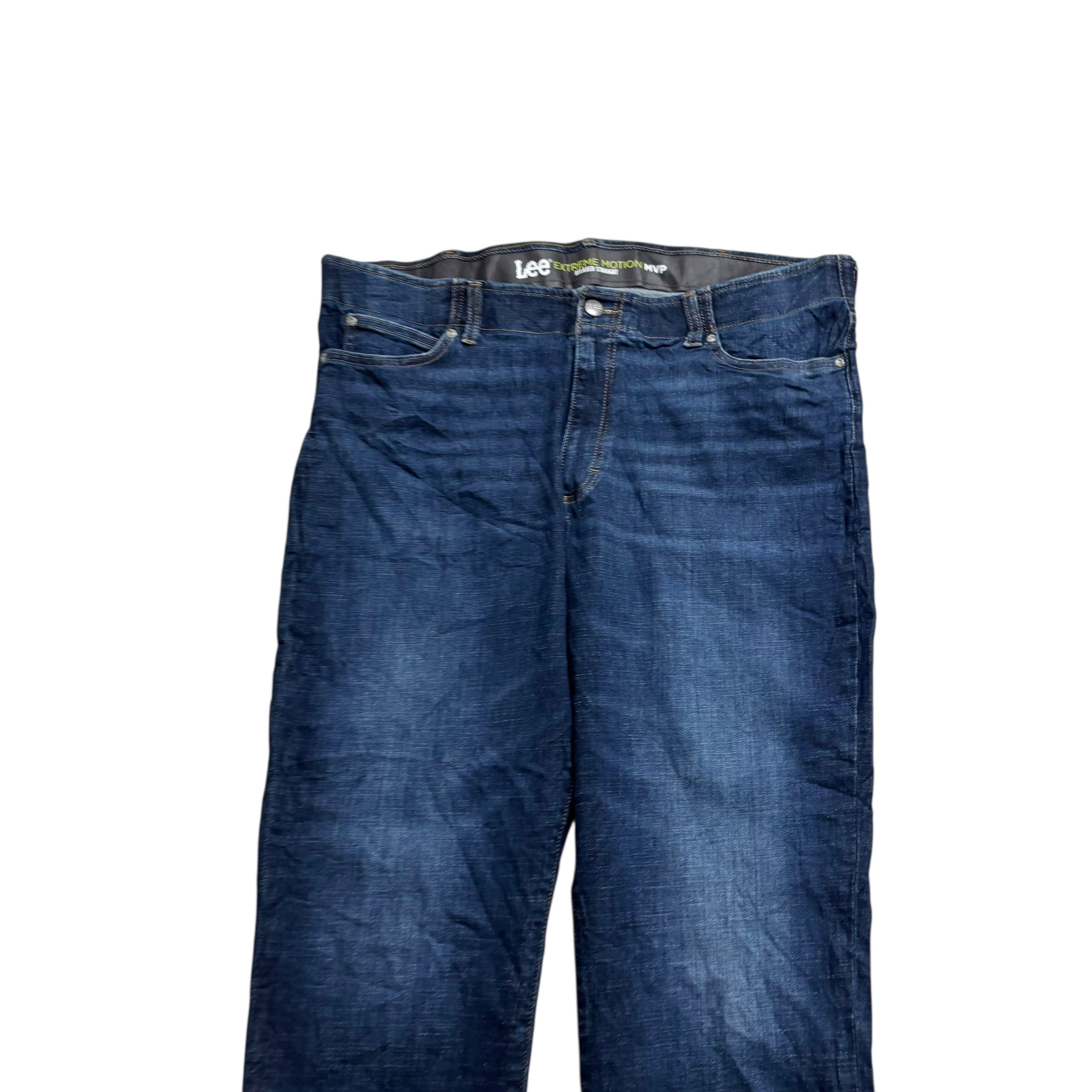 Lee Jeans W42 L25 Mens Dark Blue Relaxed Straight Fit Stretch Denim (E)
