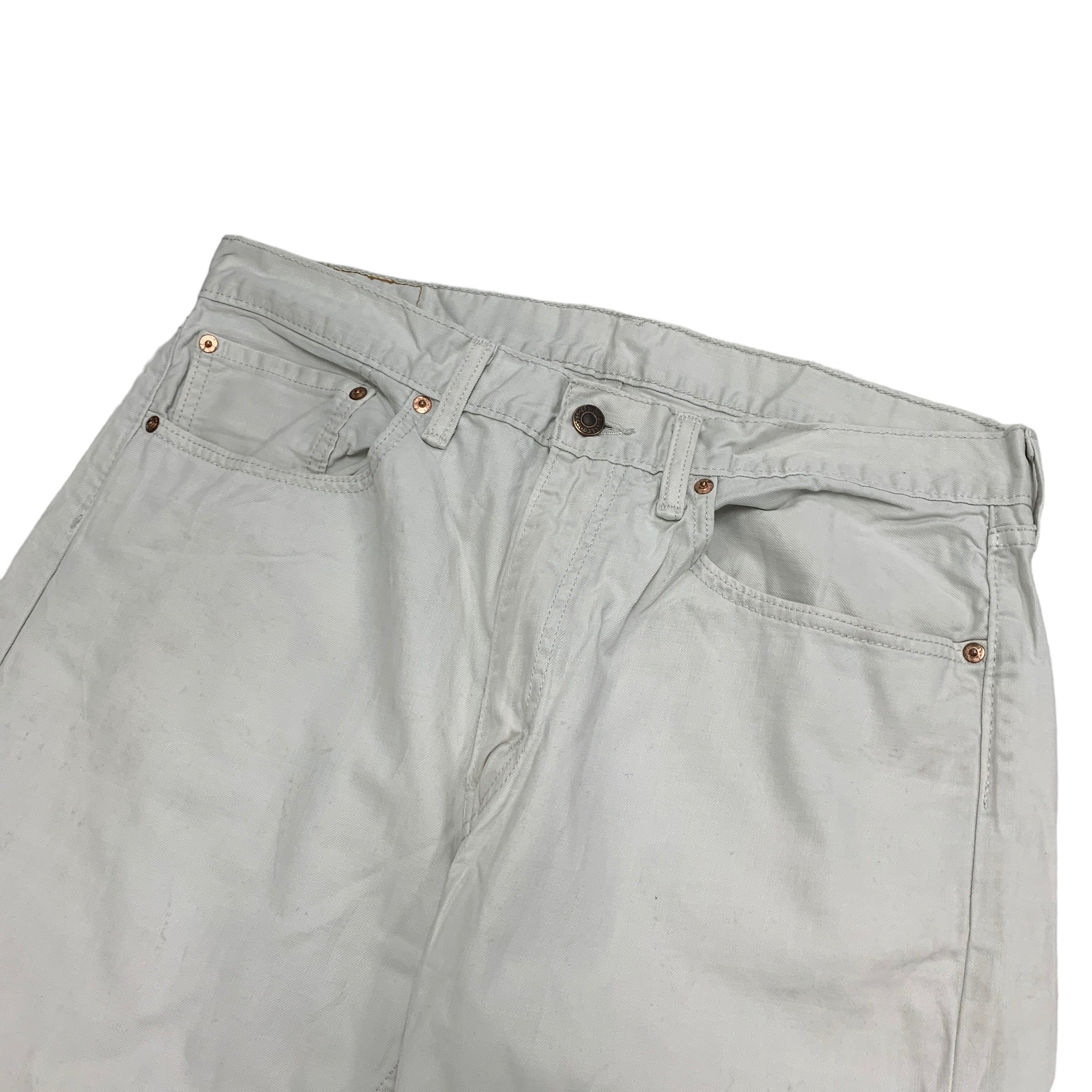 Levis 505 Trousers W36 L29 Mens White Regular Straight Fit Cotton