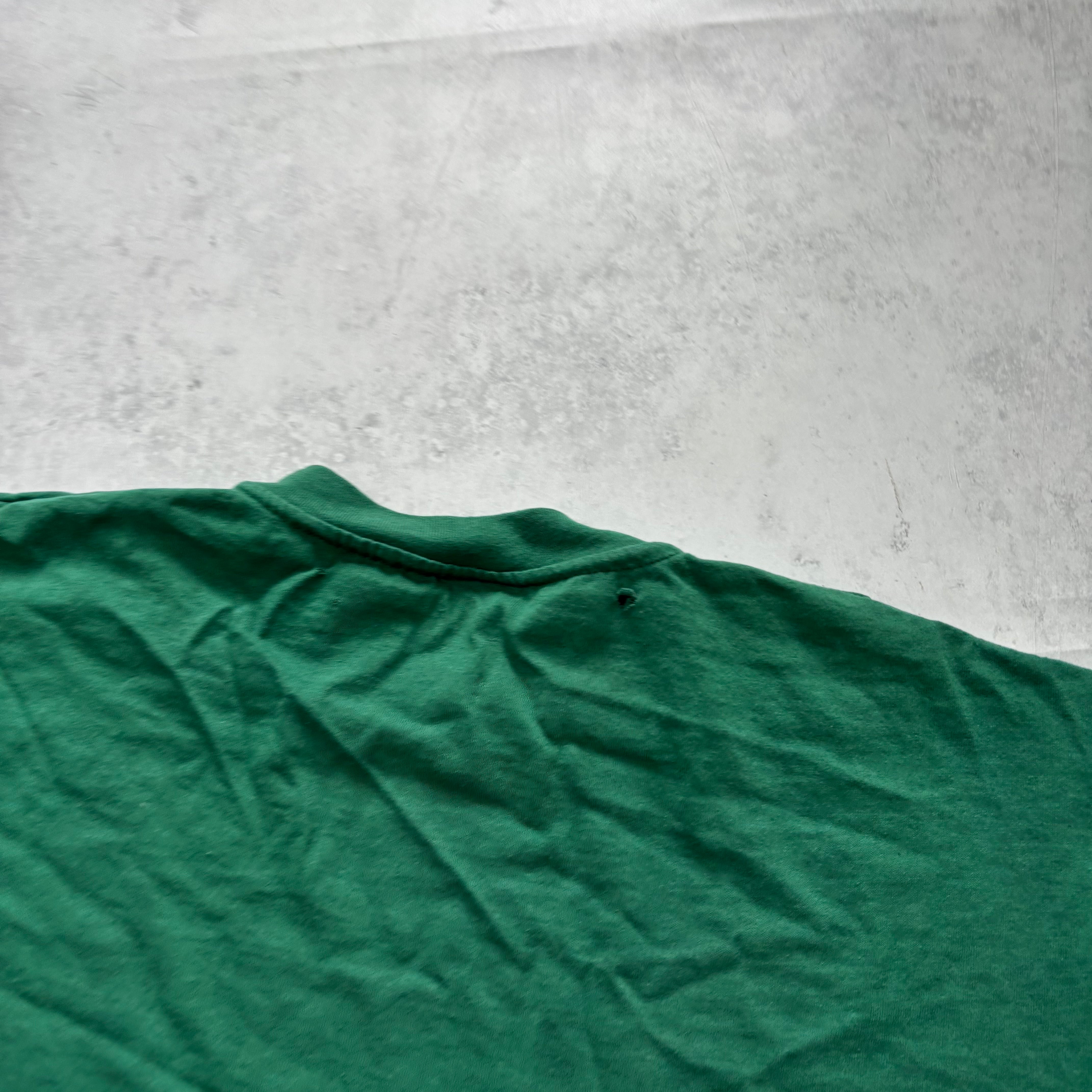 Vintage T Shirt Mens Small Green Single Stitch Plain Blank (F)