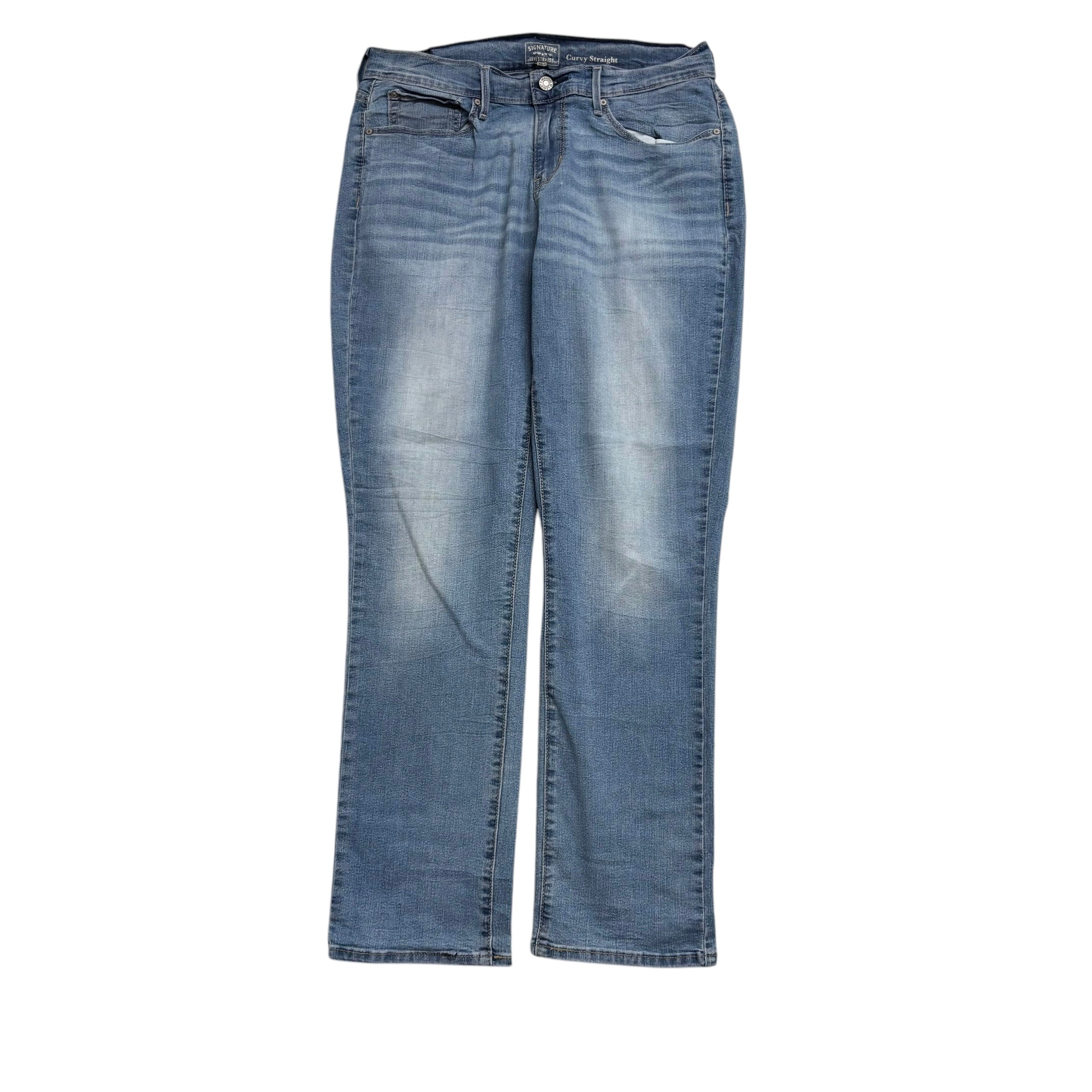 Levis Signature Jeans W31 L32 Womens Curvy Straight Fit Mid Blue Stretch (E)