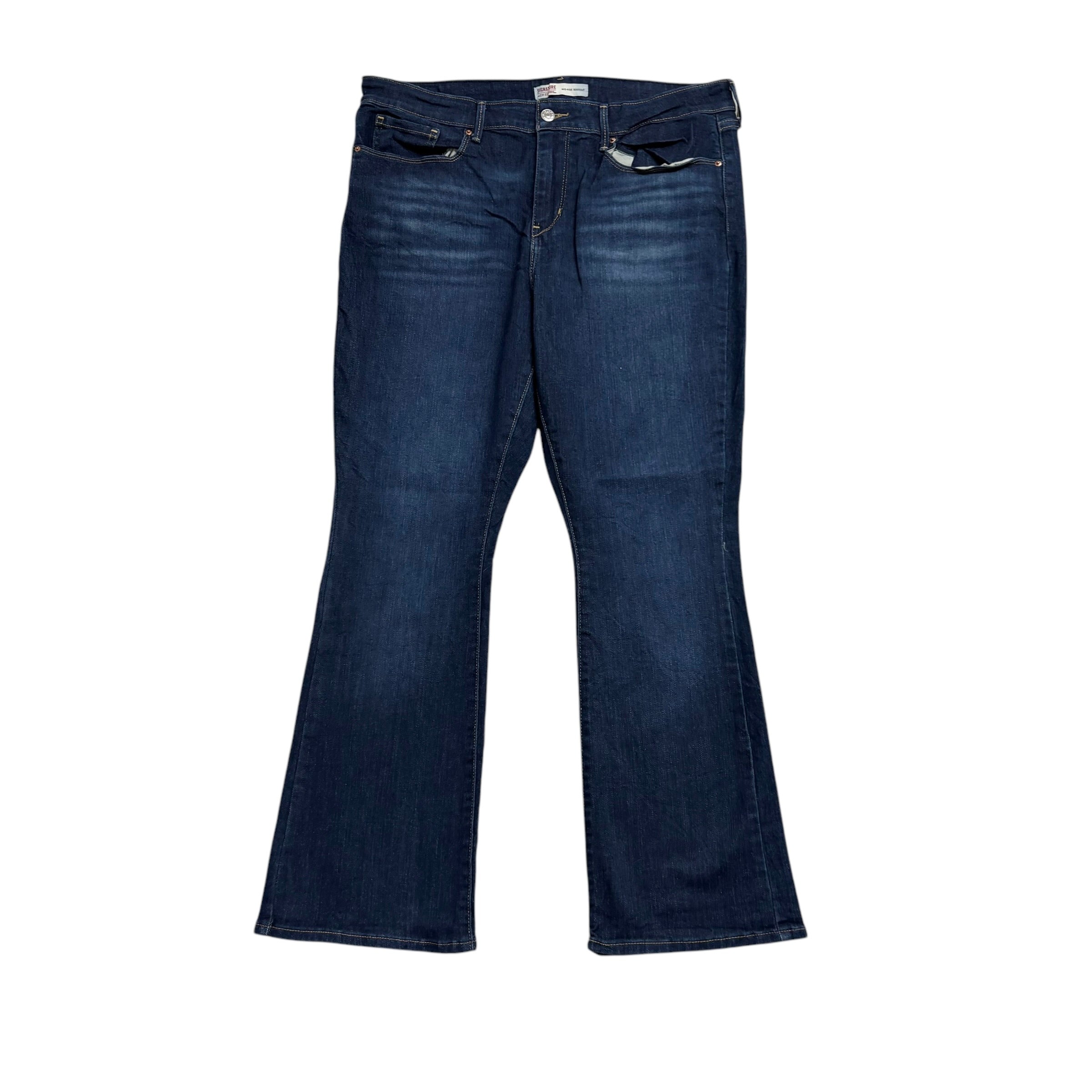 Levis Signature Jeans W33 L30 Womens Bootcut Fit Dark Blue Stretch Denim (E)