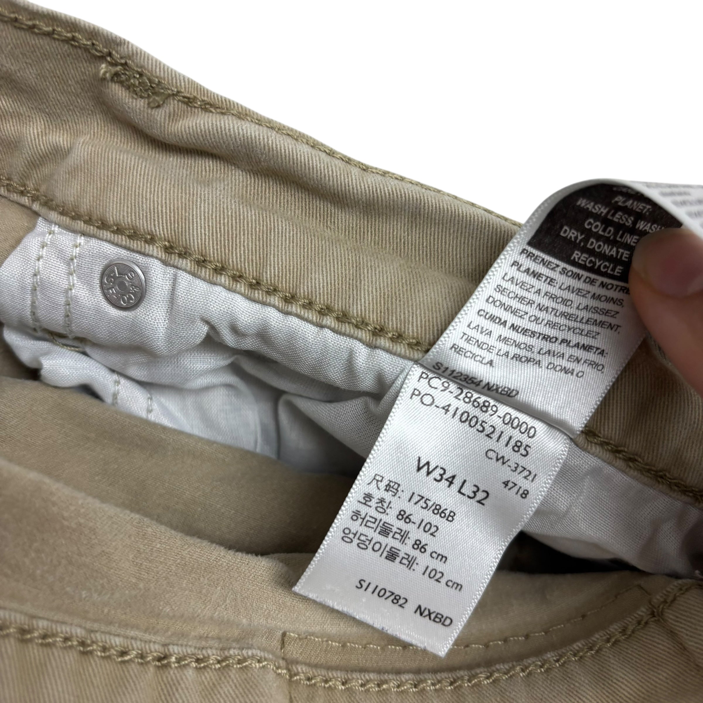 Levis Signature Trousers W34 L31 Mens Beige Tapered Fit Stretch Pants